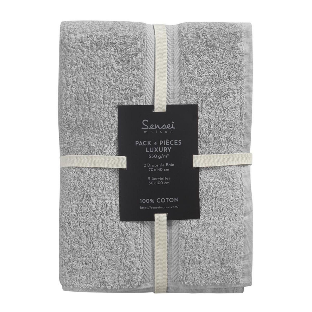 Sensei Maison Ensemble de bain 4 pièces (2 draps de bain + 2 serviettes de toilette) LUXURY