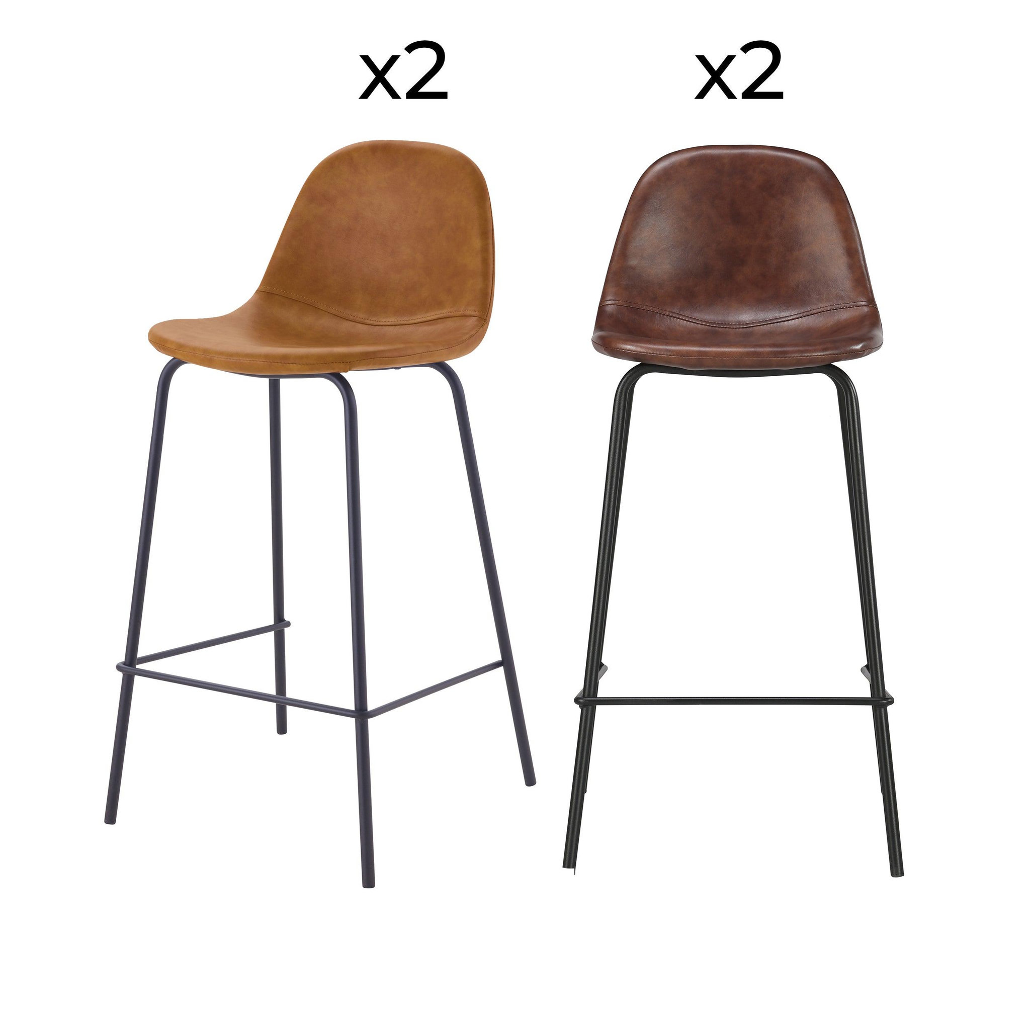 MAISON PAVANE Pack 4 chaises pour îlot central camel et marron 65 cm-henrik