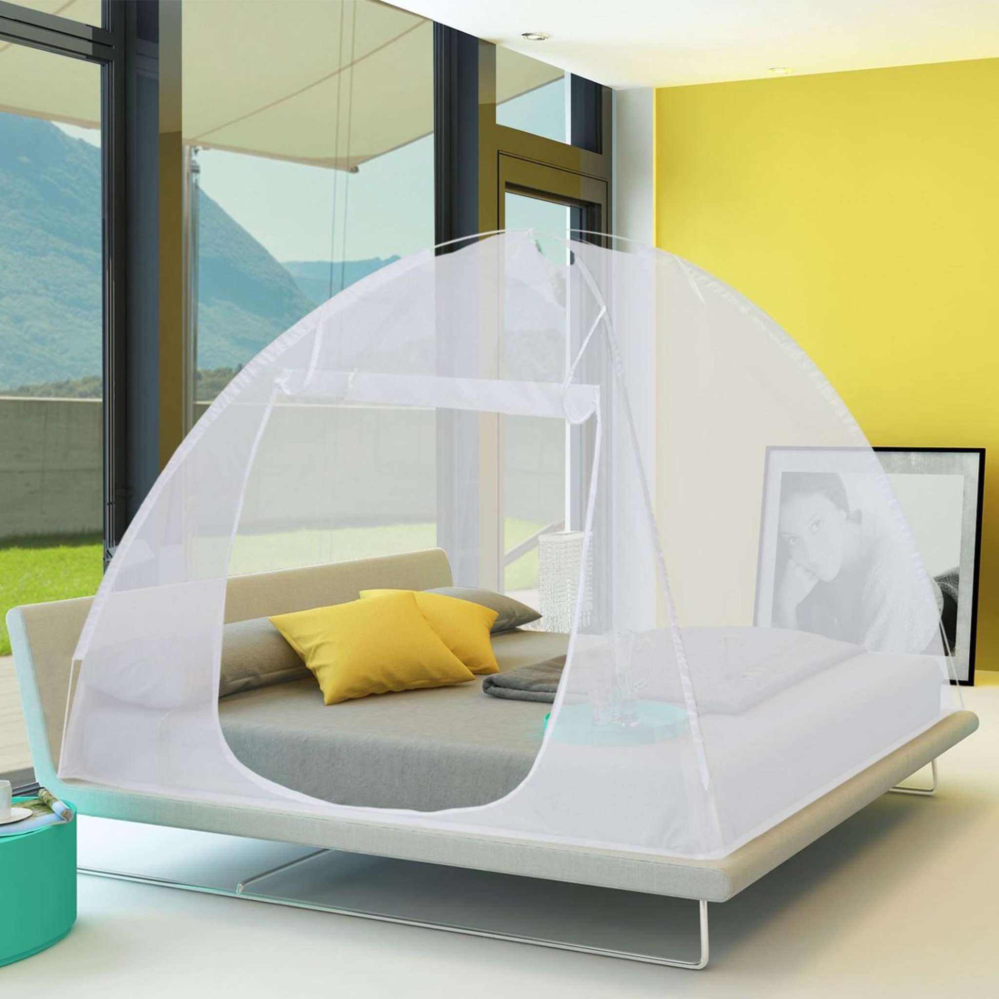 Voir la diapositive 2 : ID MARKET Moustiquaire dôme pop-up 195x150 cm mobile pour lit