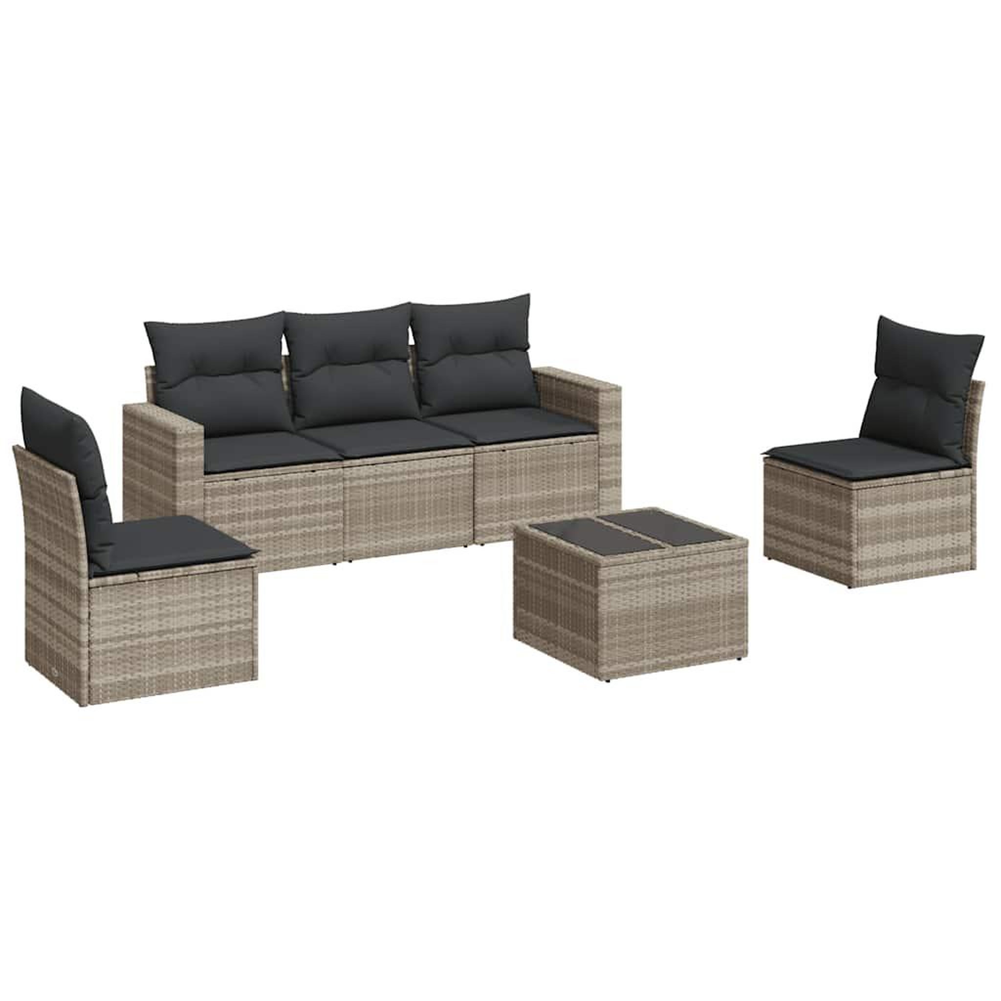 Voir la diapositive 2 : VIDAXL Salon de jardin 6 pcs avec coussins gris clair resine tressee