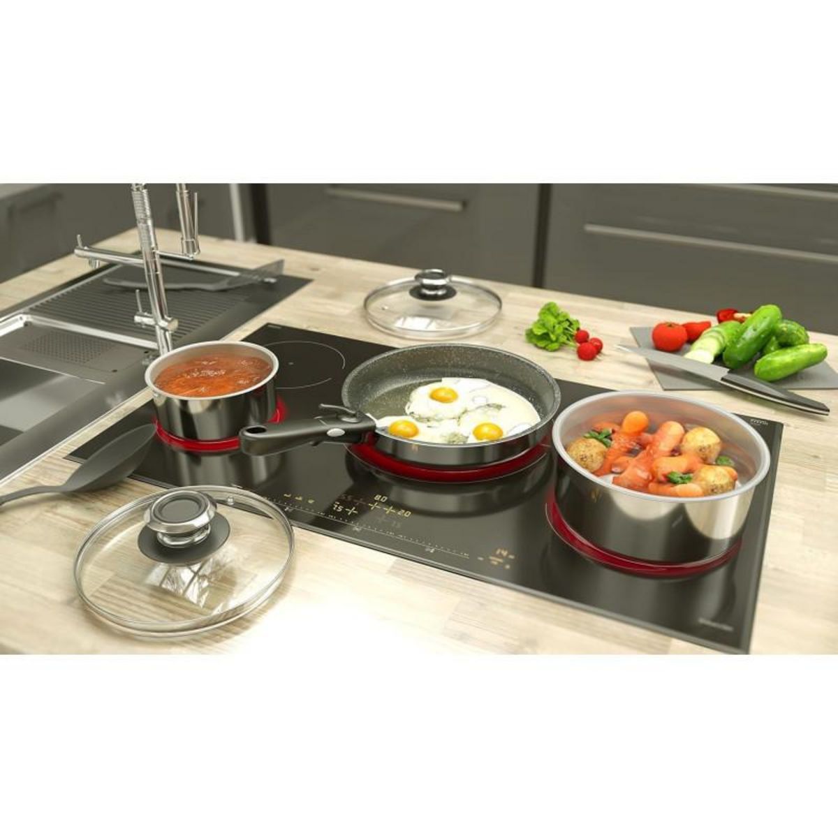 Backen Backen 391505, Set de Casseroles 16,18,20cm, Inox, 5 Pièces