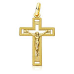 L'ATELIER D'AZUR Pendentif  - Médaille Christ sur la Croix Or 18 Carats 750 Jaune - Chaines Offertes