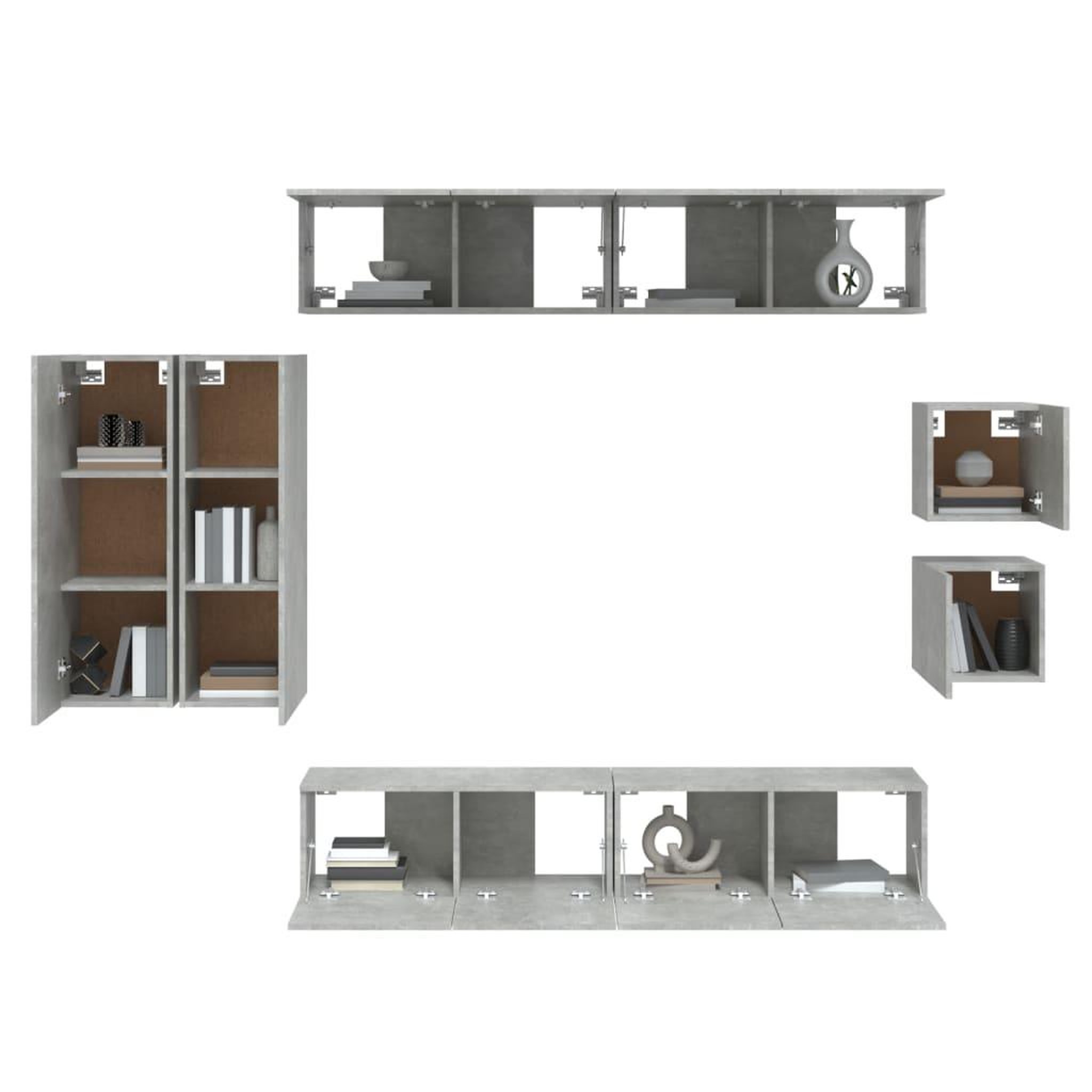 Voir la diapositive 4 : VIDAXL Ensemble de meubles TV 8 pcs Gris beton Bois d'ingenierie