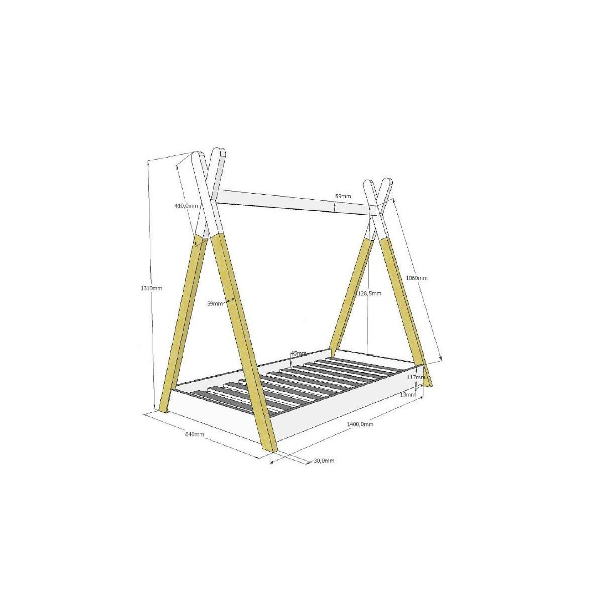 Voir la diapositive 4 : Paris Prix Lit enfant design & matelas  tipi  70x140cm blanc