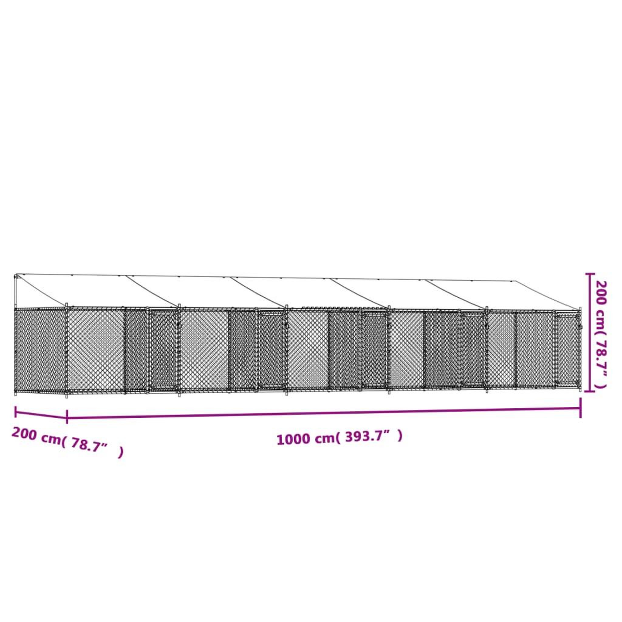 Voir la diapositive 6 : VIDAXL Cage pour chien avec toit/portes gris 10x2x2 m acier galvanise