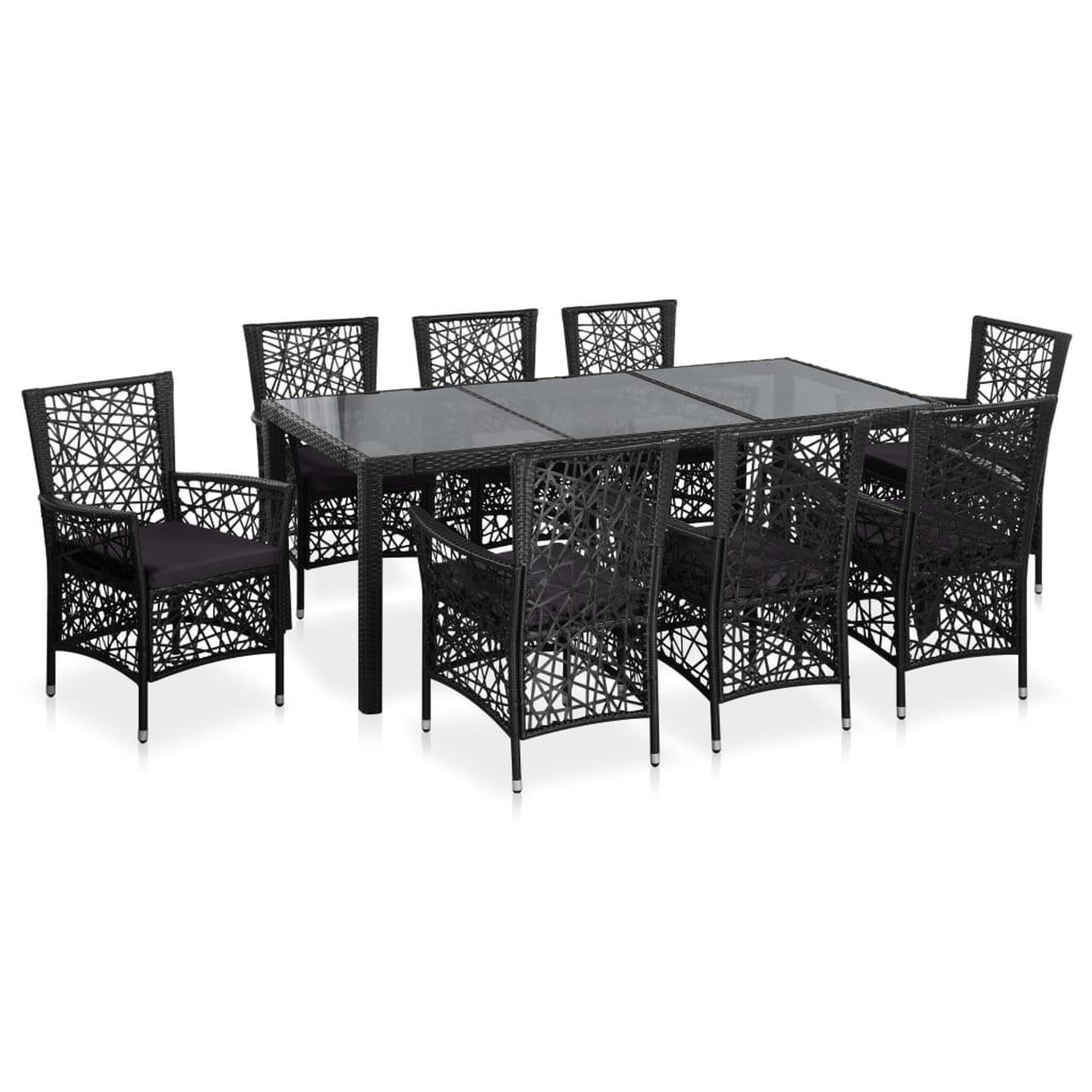 Voir la diapositive 1 : VIDAXL Ensemble a manger d'exterieur 9 pcs Resine tressee Noir