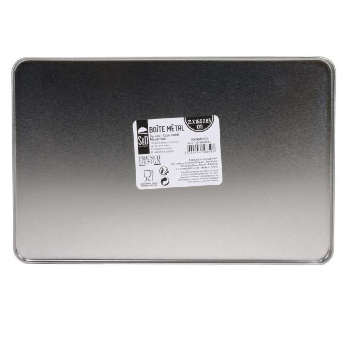 Paris Prix Boîte à Thé en Métal  Relief Vintage  21cm Marron