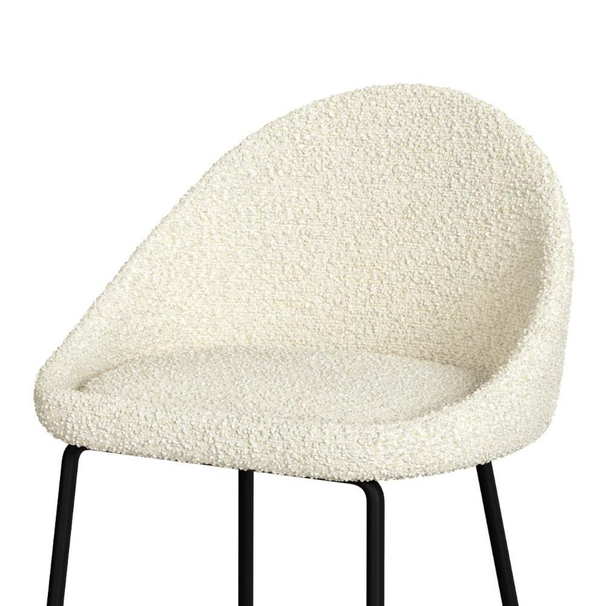 Rendez vous déco Lot de 2 chaises pour îlot central 65 cm en tissu bouclette blanc - Misty
