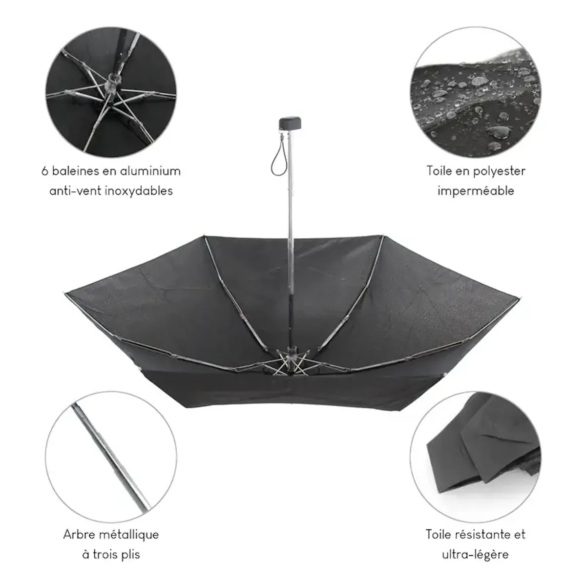 Alistair Parapluie ultra compact et resistant - Anti vent et retournement - ALISTAIR - Marque francaise garantie 1 an