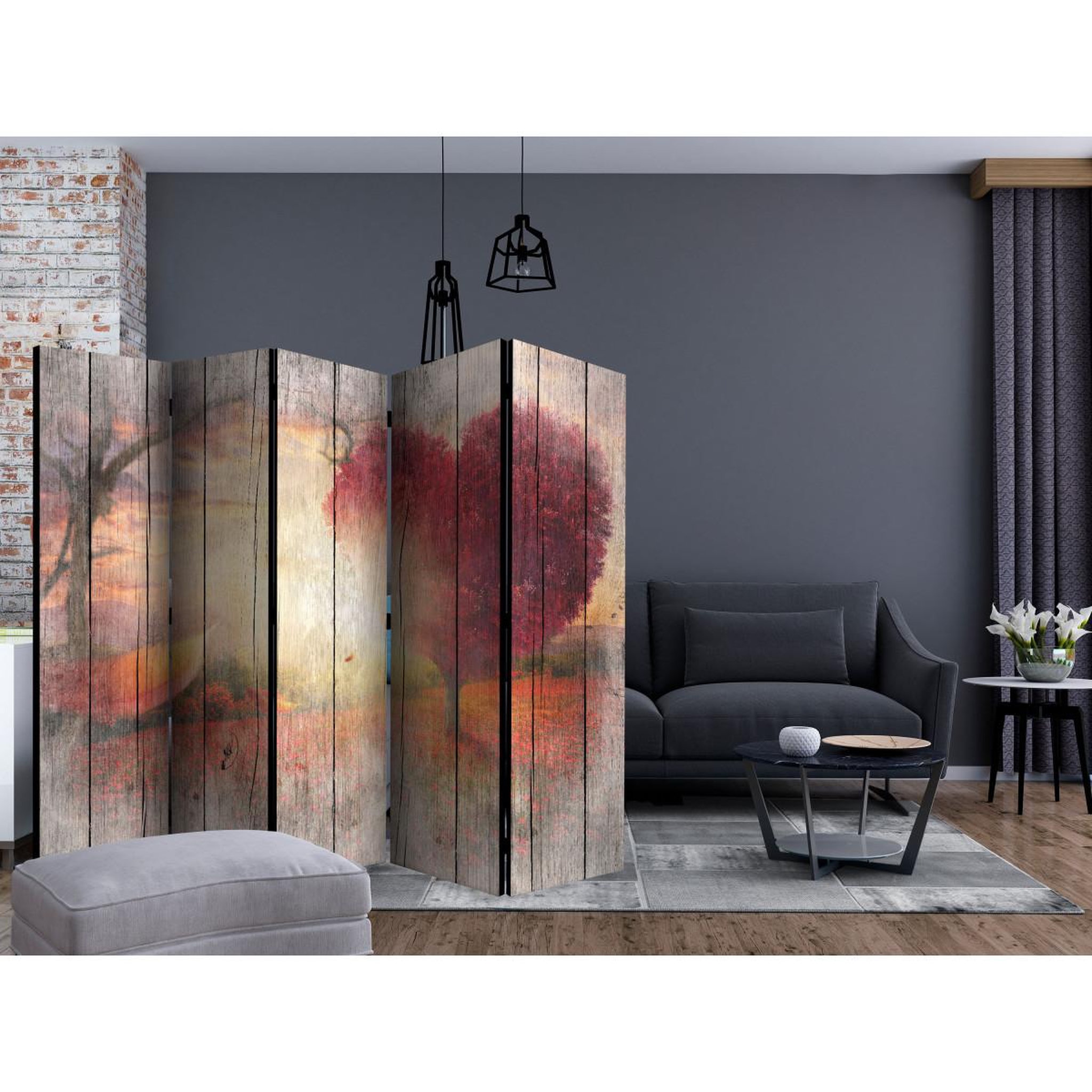 Voir la diapositive 2 : Paris Prix Paravent 5 volets  autumnal love  172x225cm