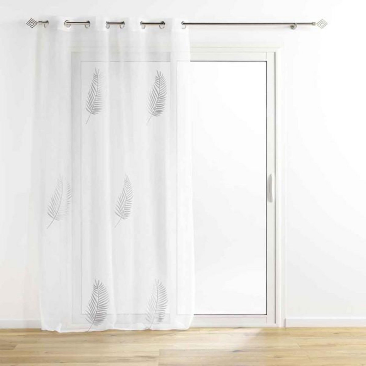 Paris Prix Rideau Voilage à Œillets  Palmeor  140x240cm Argent