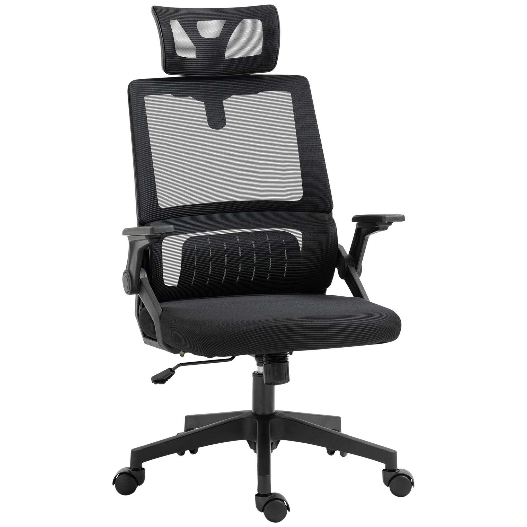 VINSETTO Chaise de bureau ergonomique réglable inclinable pivotante maille polyester noir