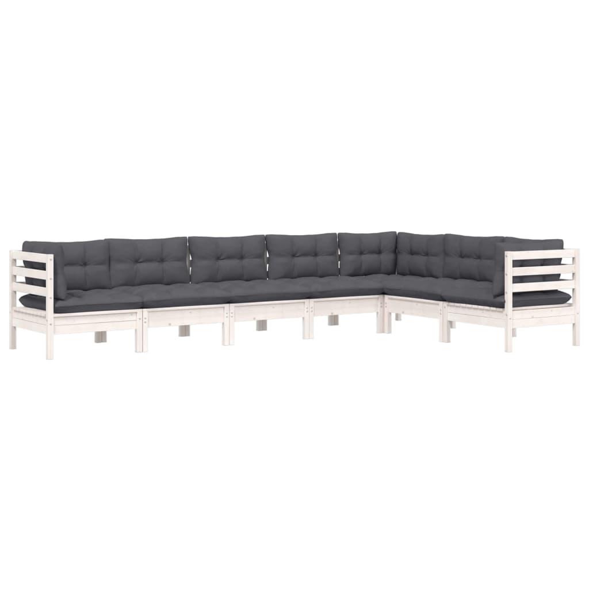 Voir la diapositive 3 : VIDAXL Salon de jardin 7 pcs avec coussins blanc bois de pin massif
