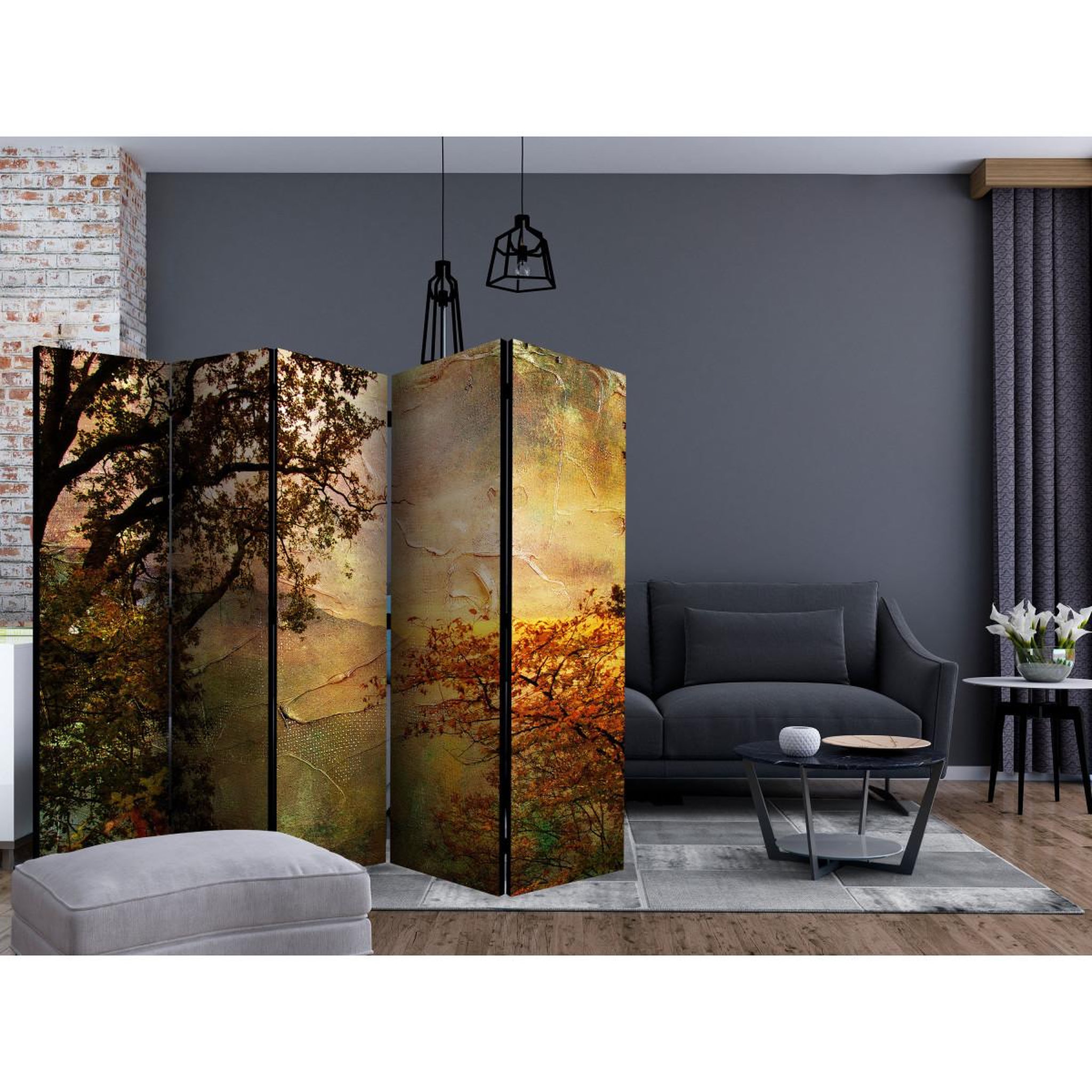 Voir la diapositive 2 : Paris Prix Paravent 5 volets  painted autumn  172x225cm