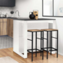 Voir la diapositive 2 : ID MARKET Table de bar îlot JUNO bois blanc et plateau gris