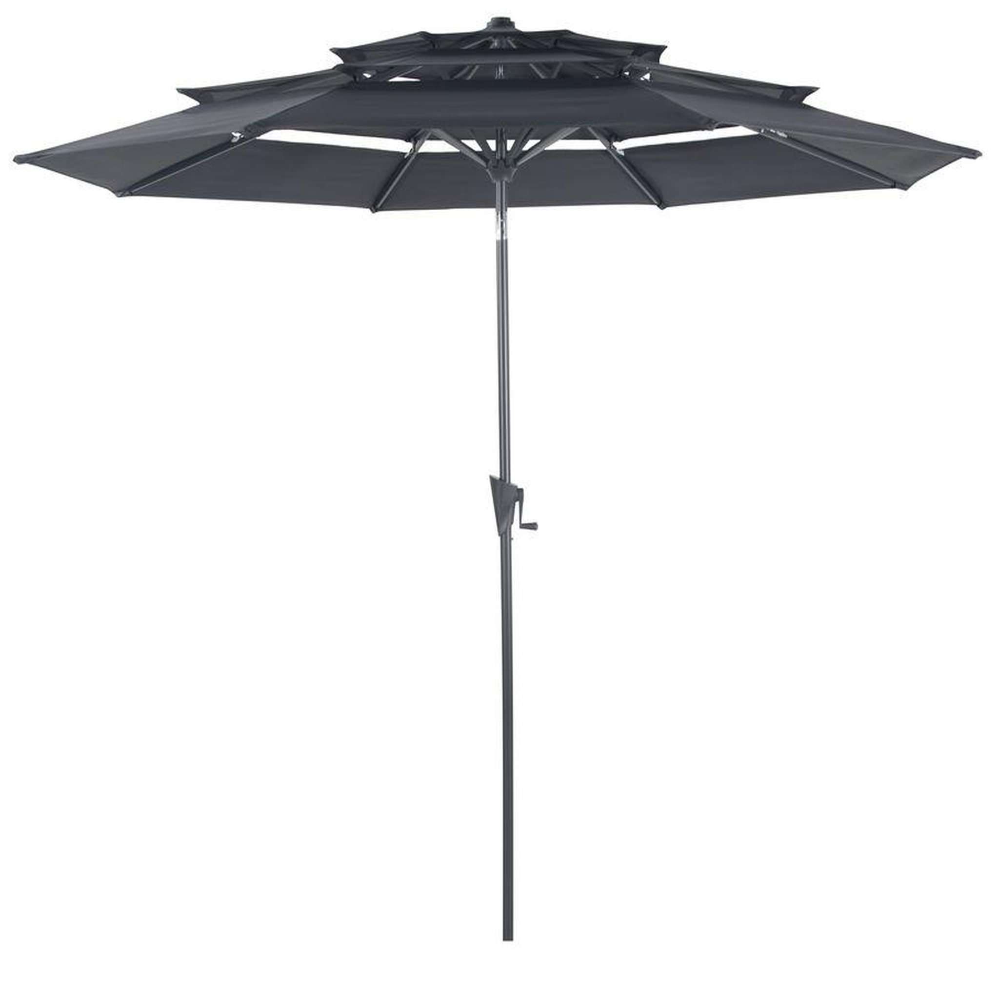 Proloisirs Parasol droit en aluminium 3 strates inclinable manivelle 300/6 cm - gris