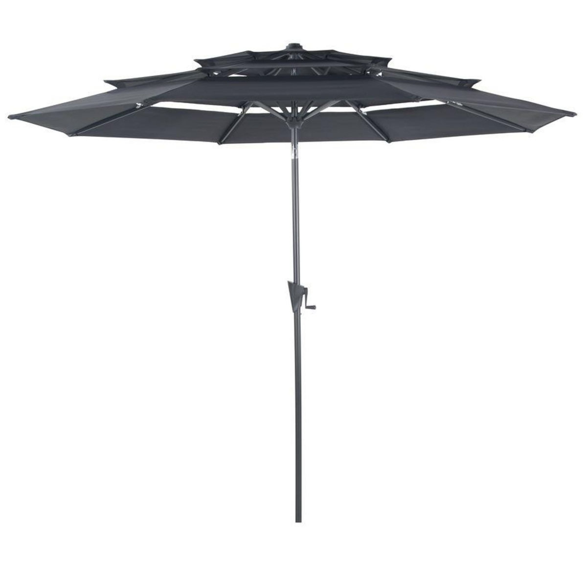 Proloisirs Parasol droit en aluminium 3 strates inclinable manivelle 300/6 cm - gris