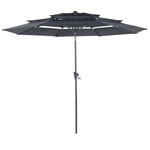Proloisirs Parasol droit en aluminium 3 strates inclinable manivelle 300/6 cm - gris