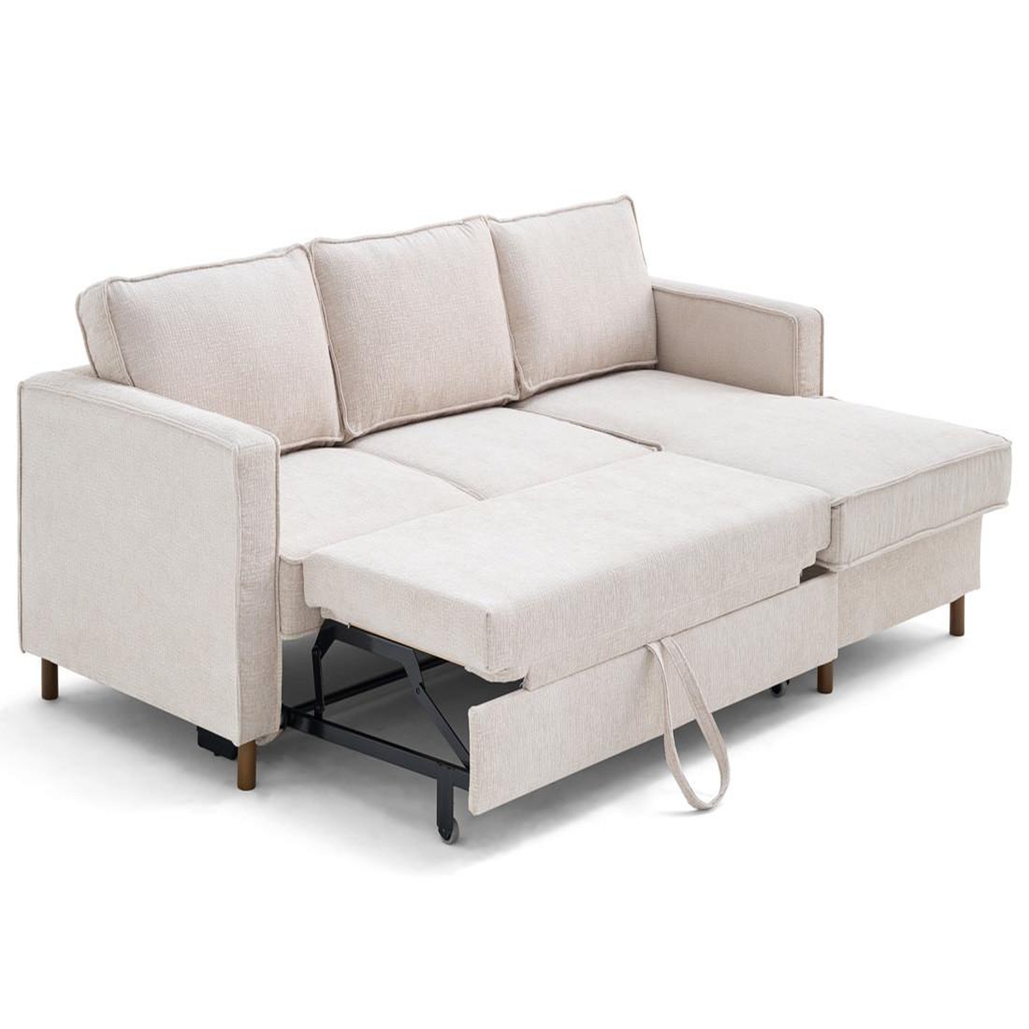 Voir la diapositive 2 : LISA DESIGN Jake - canapé d'angle droit 4 places convertible avec coffre en tissu velours relief