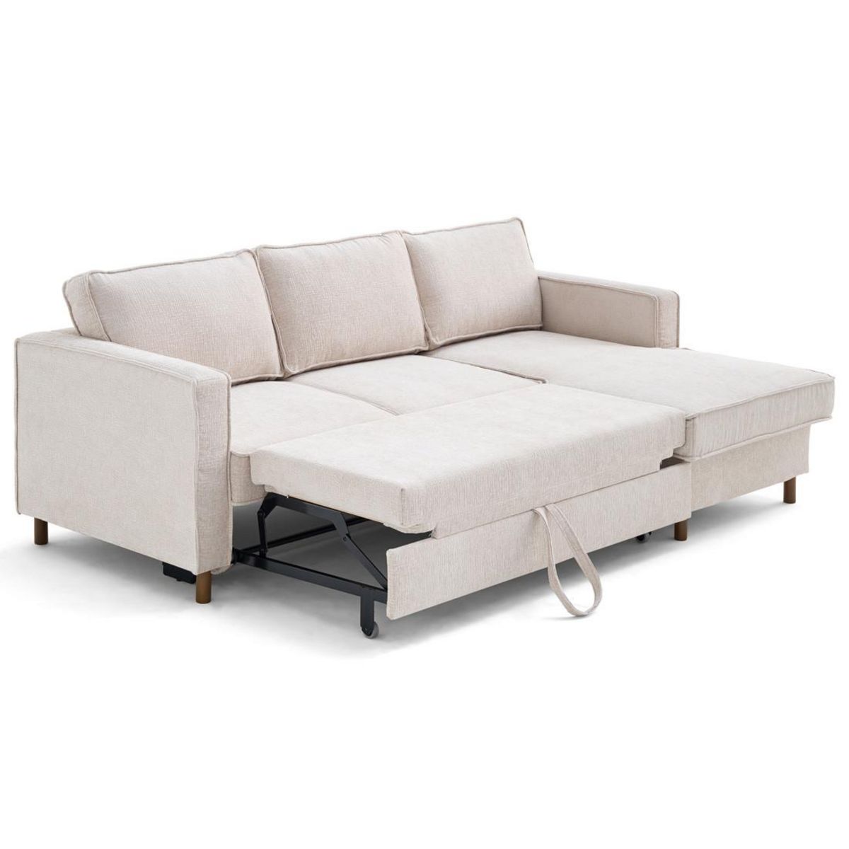 LISA DESIGN Jake - canapé d'angle droit 4 places convertible avec coffre en tissu velours relief