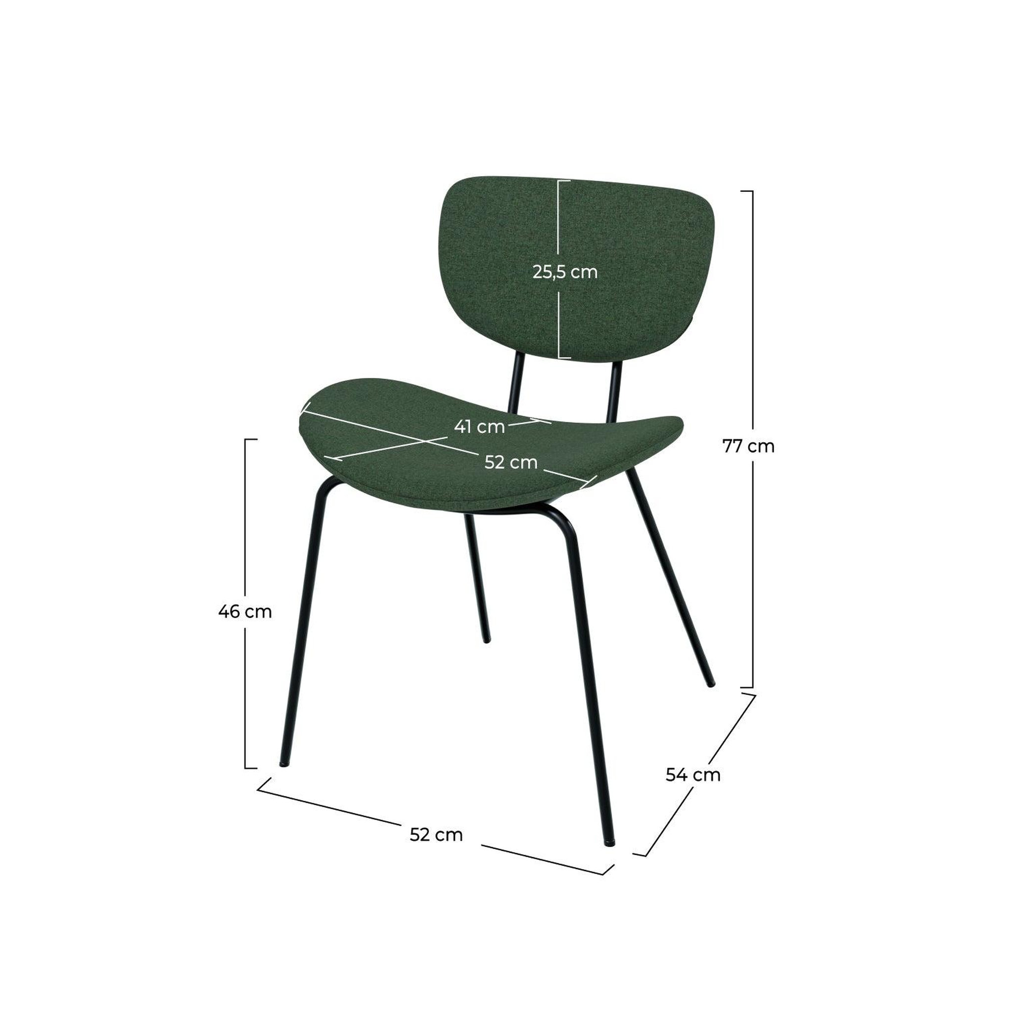 Voir la diapositive 4 : MAISON PAVANE Chaise en tissu vert et pieds en métal noir (lot de 2)-verner
