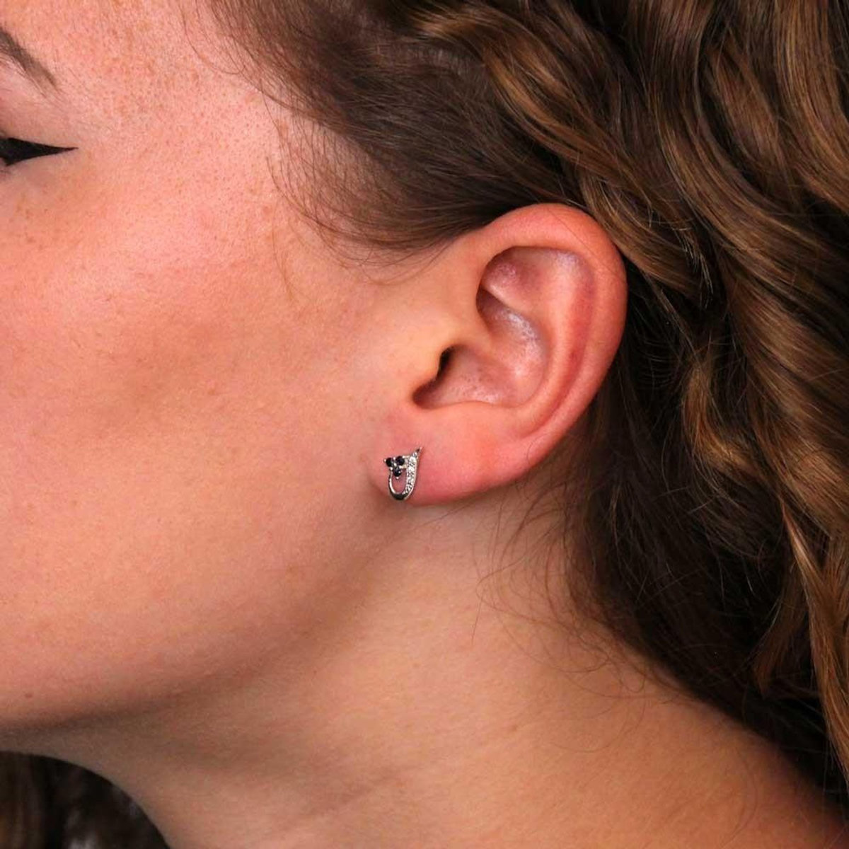 L'ATELIER D'AZUR Boucles d'Oreilles Or Blanc - Saphirs Bleus et Zirconiums - Femme