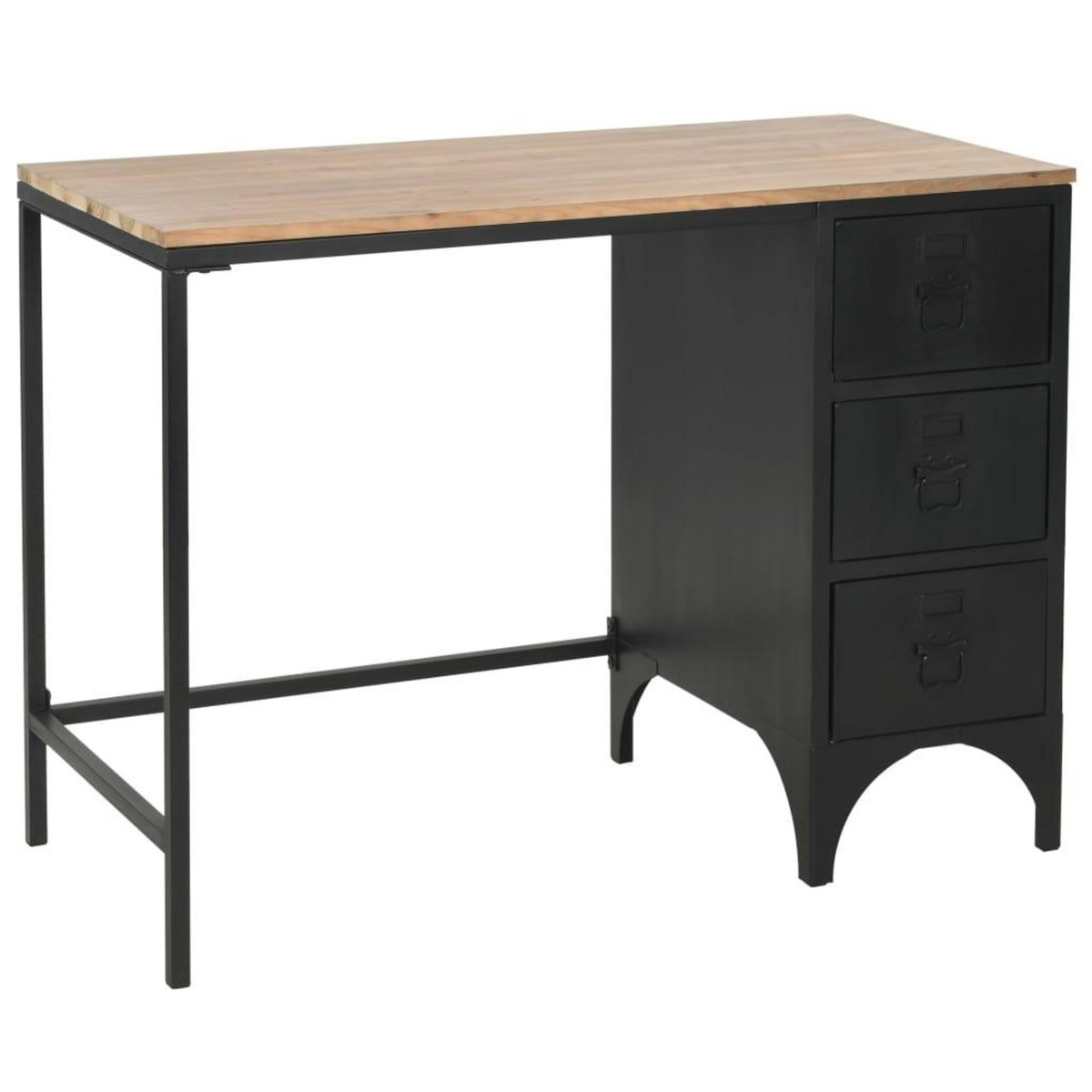 VIDAXL Bureau a piedestal unique Bois de sapin et acier 100x50x76 cm