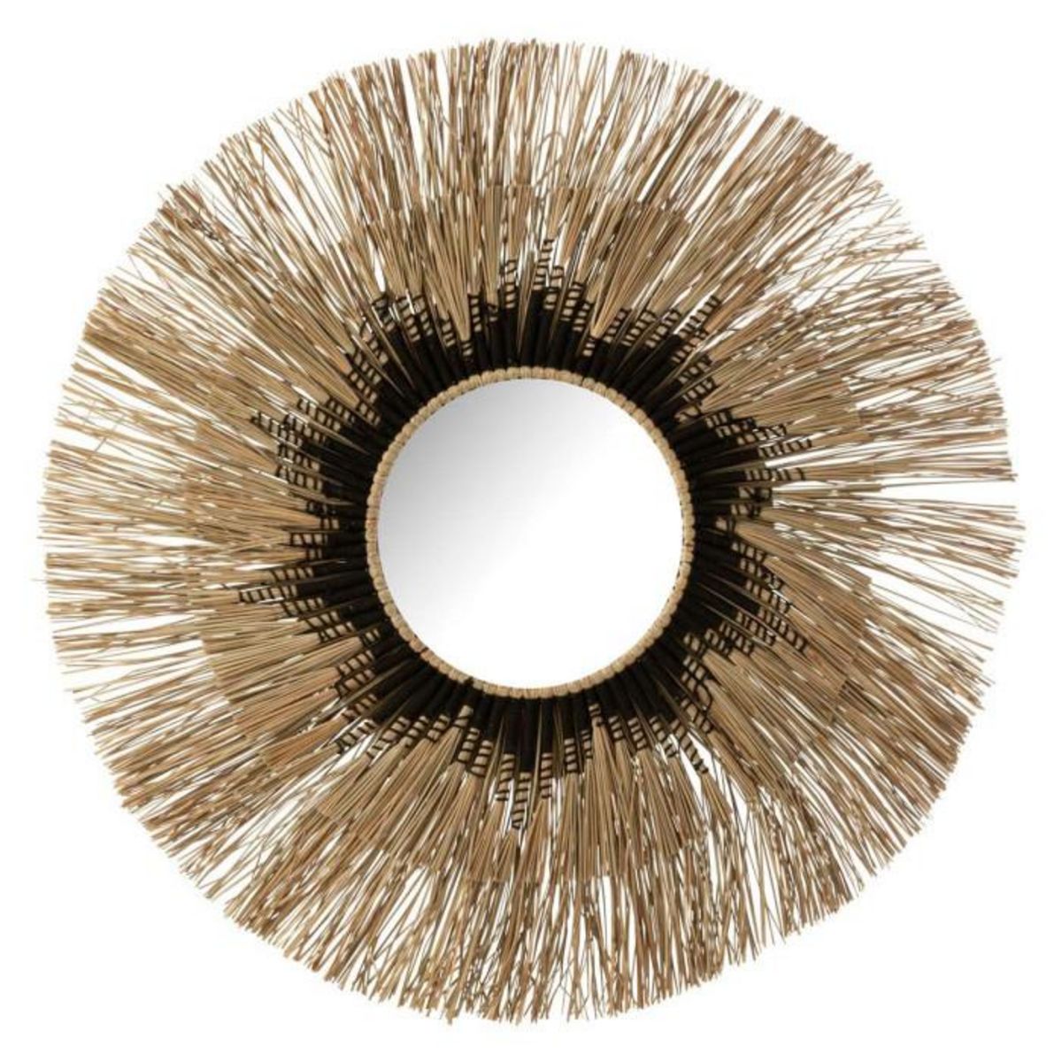 Paris Prix Miroir Mural Déco Paille  Mélissa  101cm Naturel & Noir