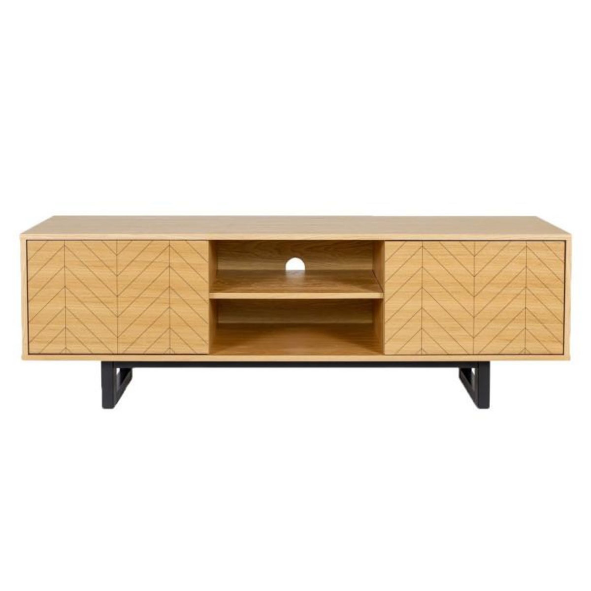 Paris Prix Meuble TV 2 Portes 2 Niches  Camden  150cm Chêne & Noir