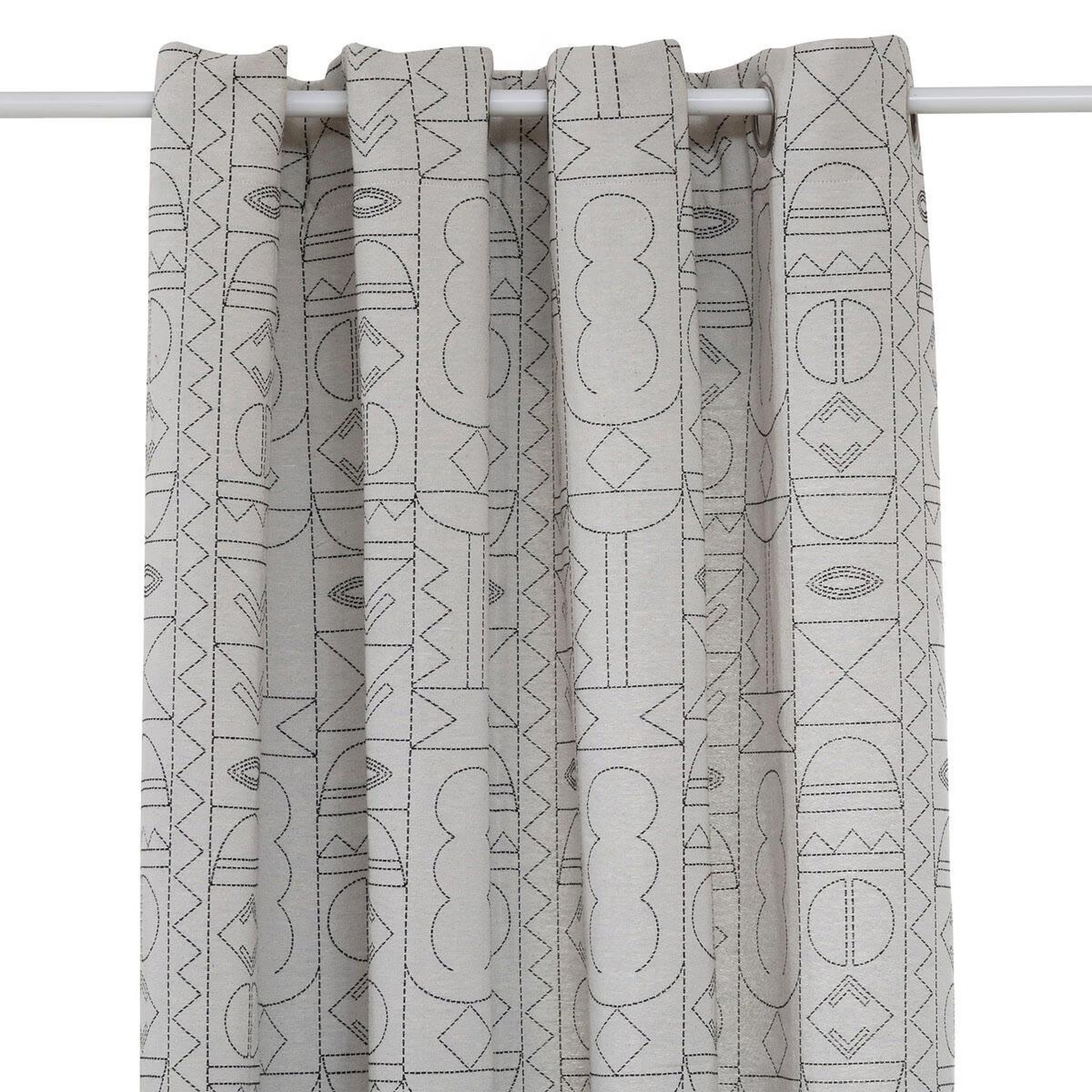 Voir la diapositive 2 : ATMOSPHERA Rideau à œillets jacquard  malakite  140x260cm noir & blanc