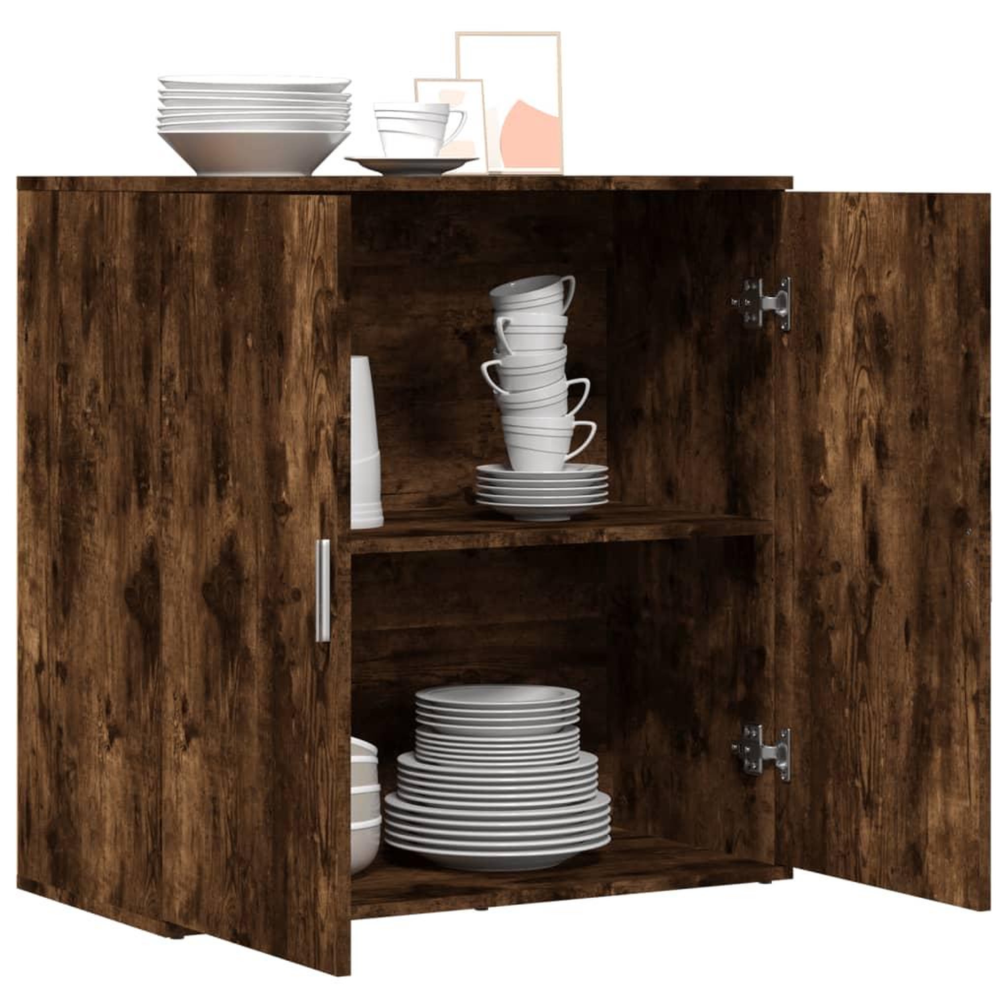 Voir la diapositive 4 : VIDAXL Buffet chene fume 79x38x80 cm bois d'ingenierie
