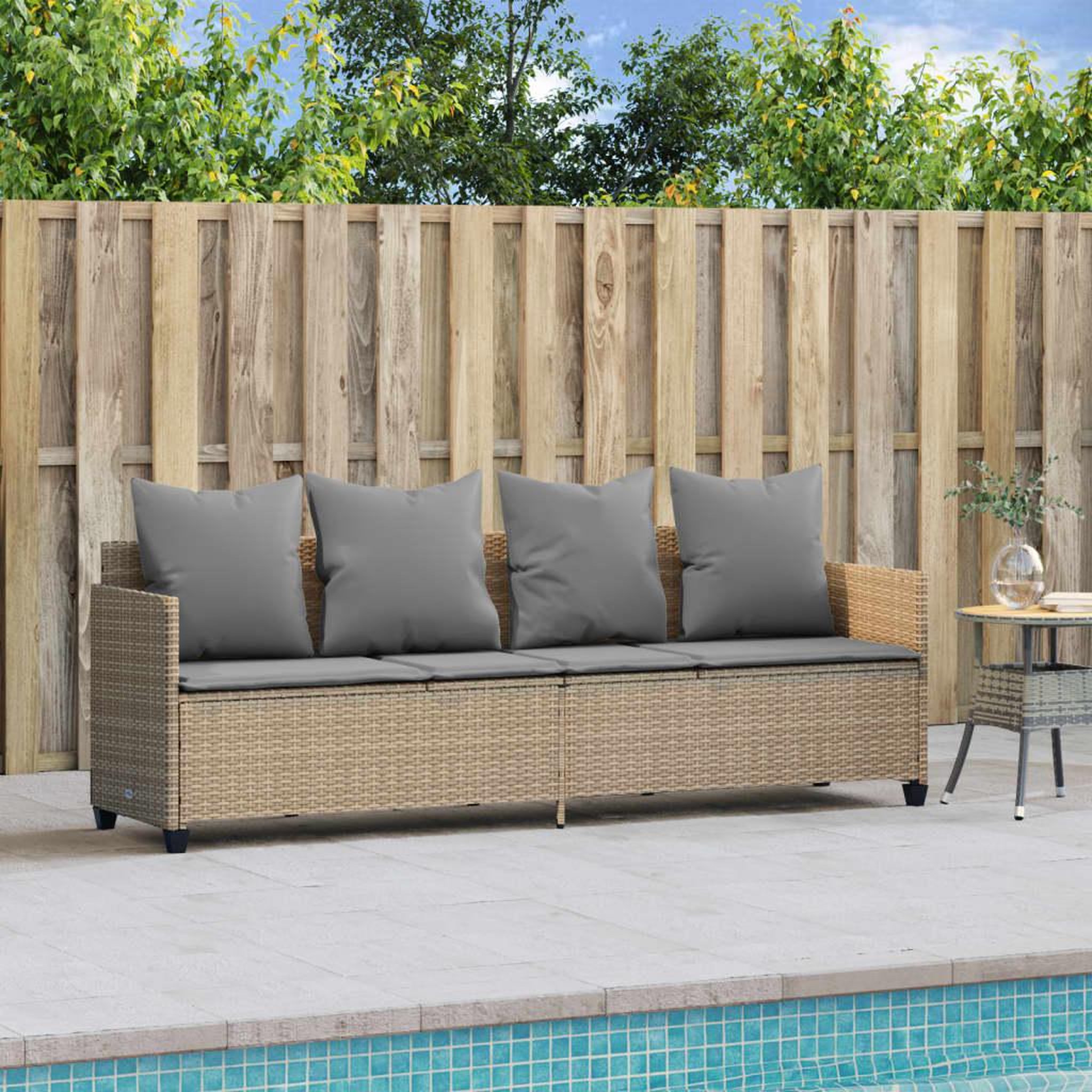 Voir la diapositive 3 : VIDAXL Chaise longue avec coussins beige resine tressee