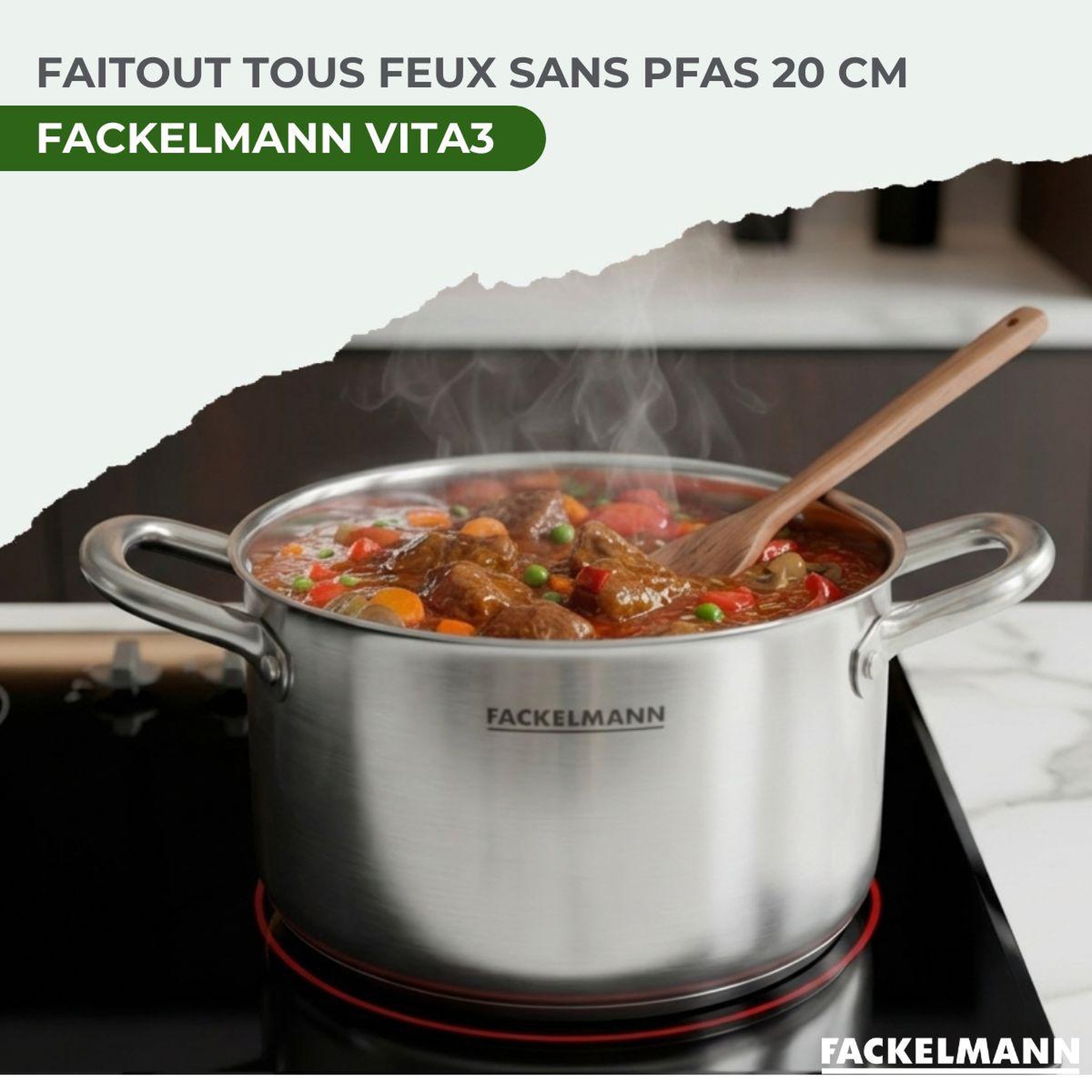 Voir la diapositive 2 : Fackelmann Faitout 20 cm en inox 18/10 triply fackelmann vita3