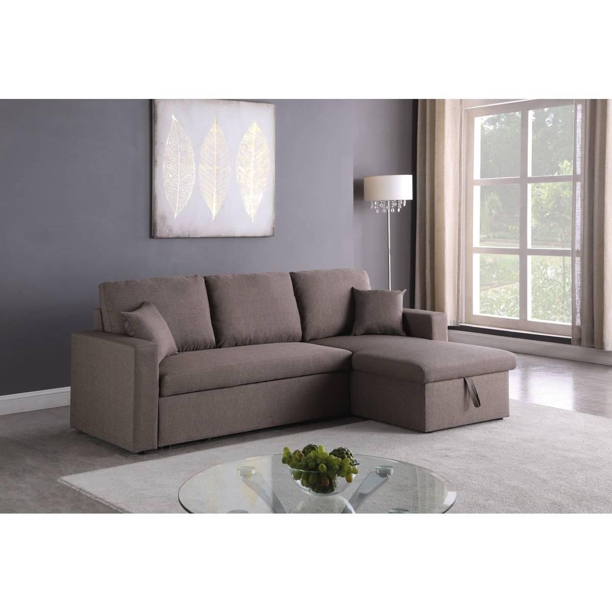 Habitat et Jardin Canapé d'angle convertible/ réversible avec coffre  Alain  - 3 places - Taupe