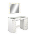 Paris Prix Coiffeuse Avec 13 Tiroirs & Miroir  Beauté  120cm Blanc