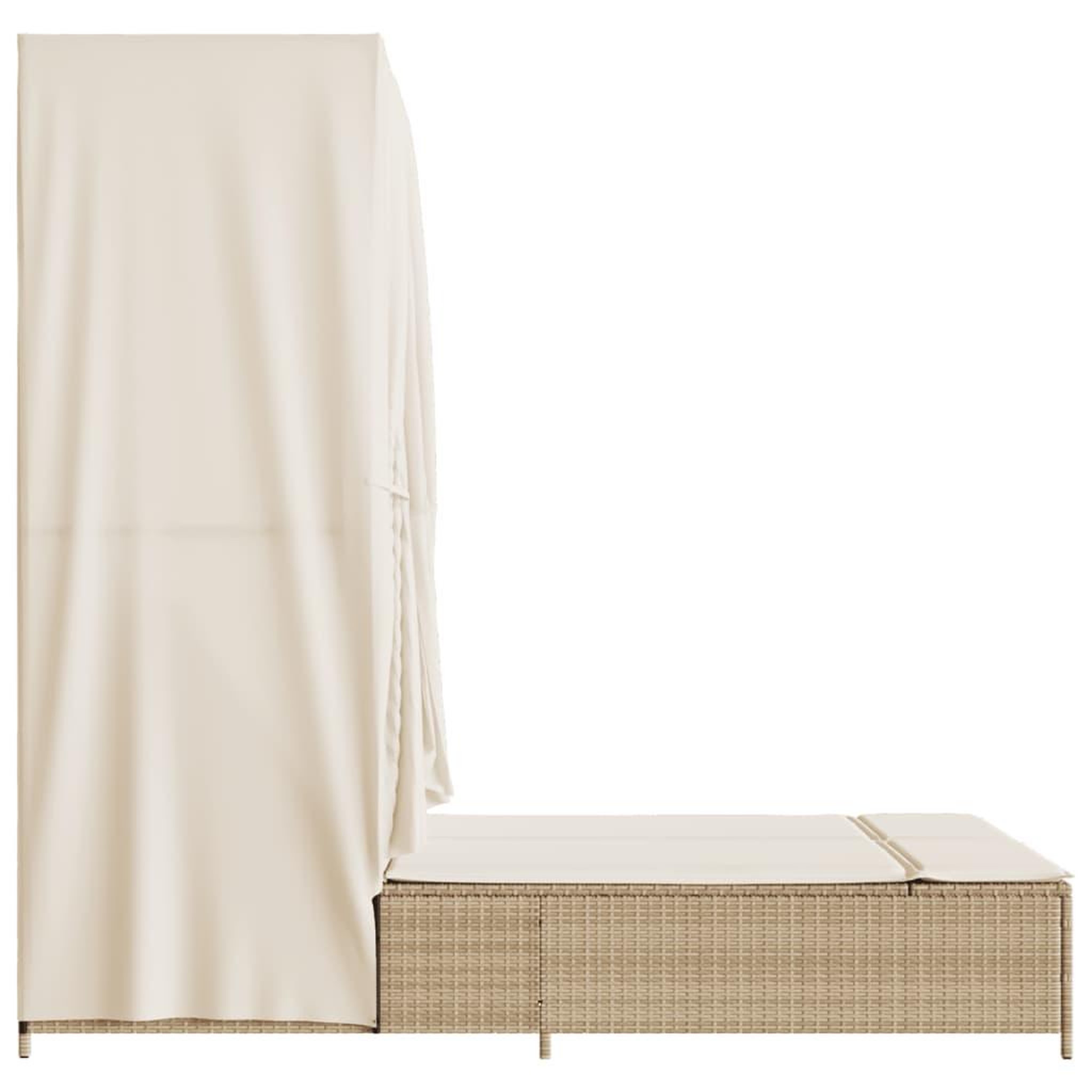 Voir la diapositive 5 : VIDAXL Chaise longue double avec toit et rideaux beige resine tressee