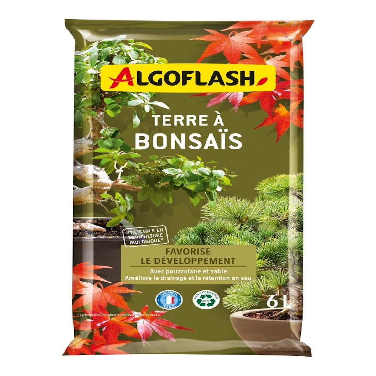 CENTRALE BRICO Terre à Bonzaï avec tourbe de Sphaignes, ALGOFLASH 6 litres