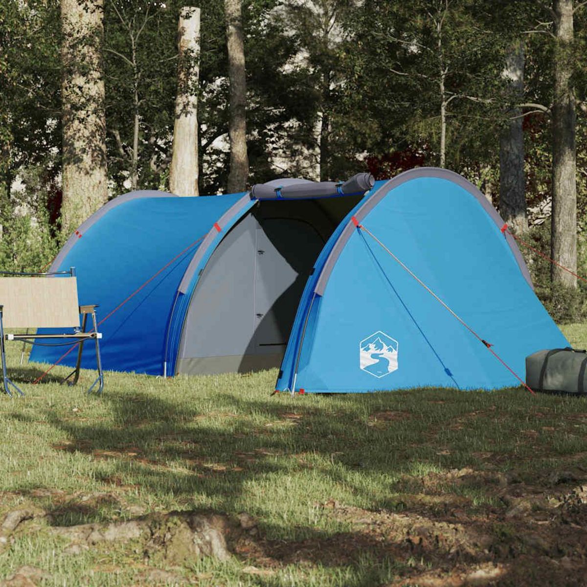 VIDAXL Tente de camping tunnel 4 personnes bleu impermeable