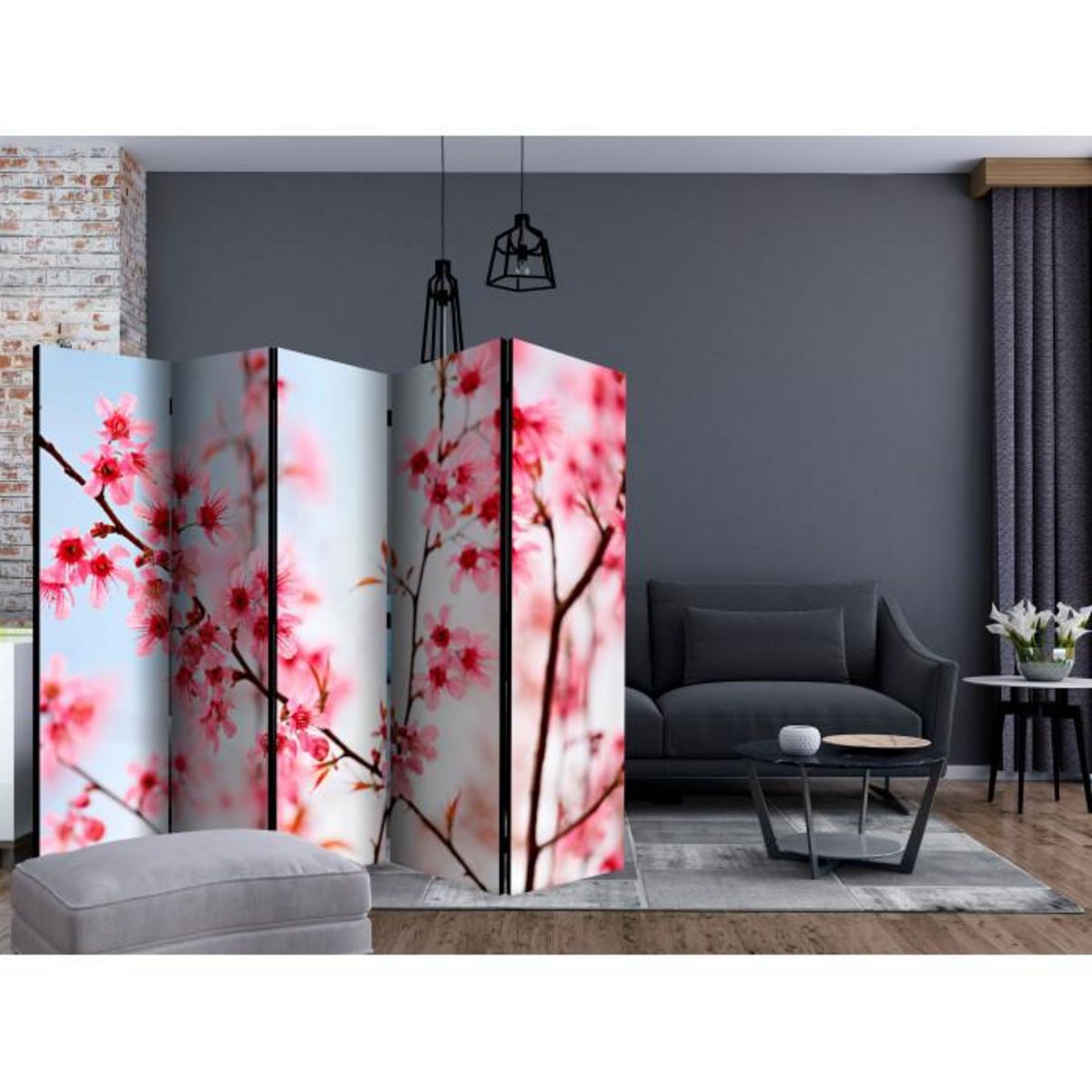Paris Prix Paravent 5 Volets  Symbol of Japan Sakura Flowers  172x225cm
