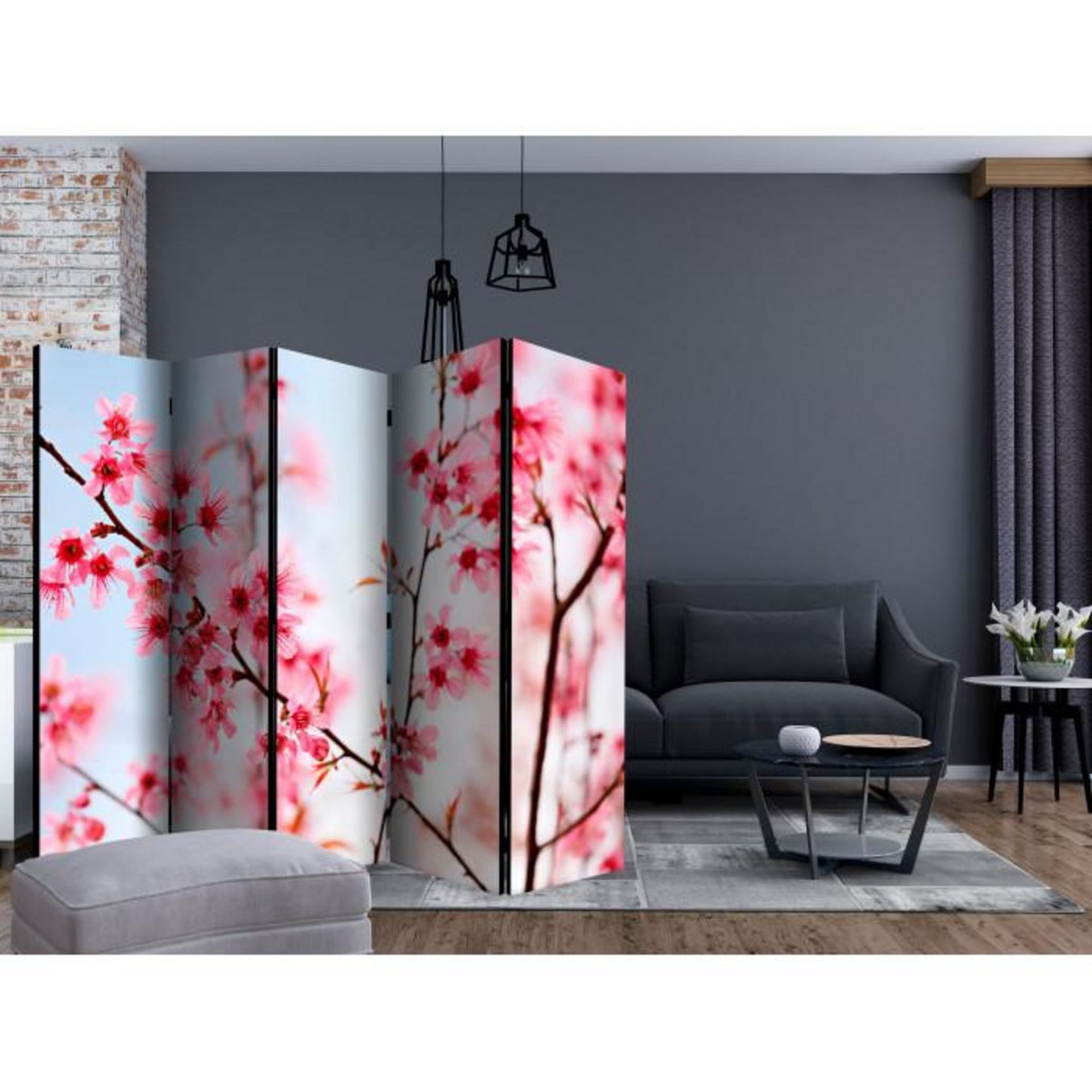 Paris Prix Paravent 5 Volets  Symbol of Japan Sakura Flowers  172x225cm