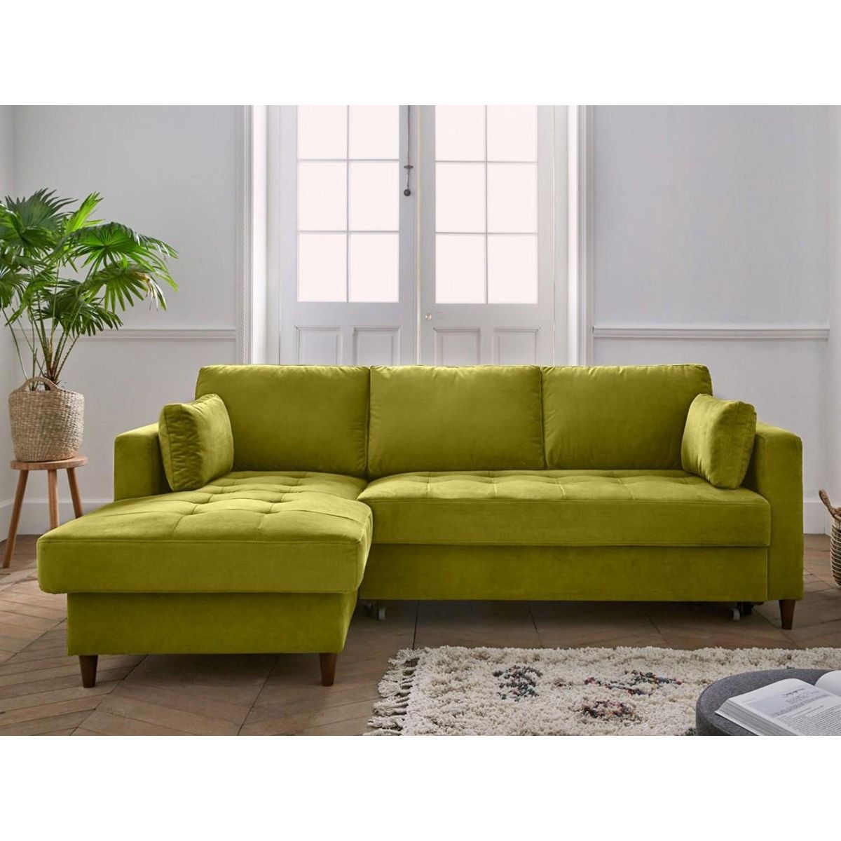 LISA DESIGN Anna - canapé d'angle gauche - 4 places - convertible avec coffre - en velours