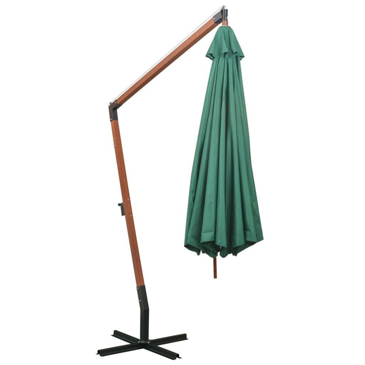 VIDAXL Parasol suspendu avec poteau en bois 350 cm vert