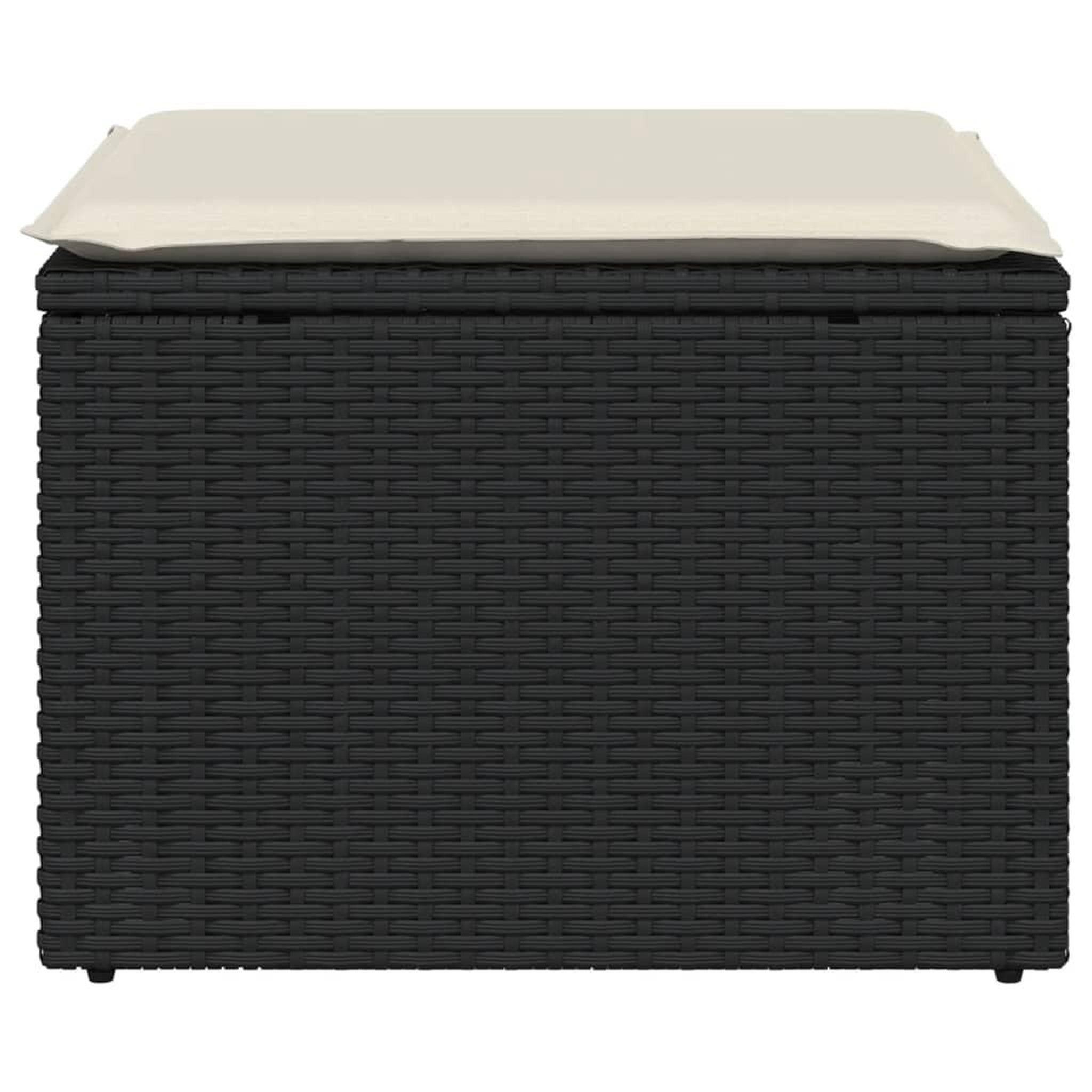 Voir la diapositive 4 : VIDAXL Tabouret de jardin avec coussin noir 55x55x37 cm resine tressee