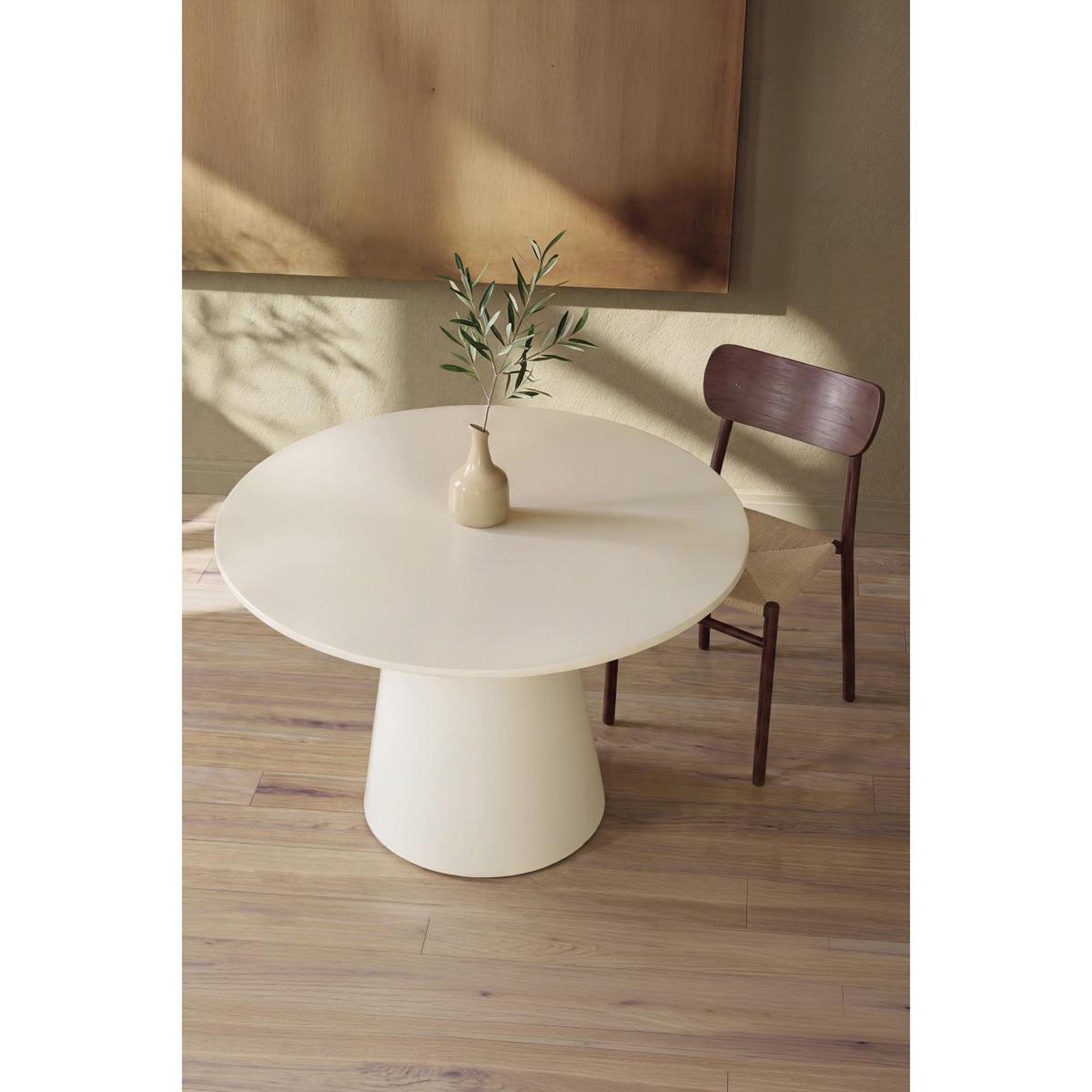 Voir la diapositive 3 : Paris Prix Table à manger ronde brillante  lanzo  120cm beige