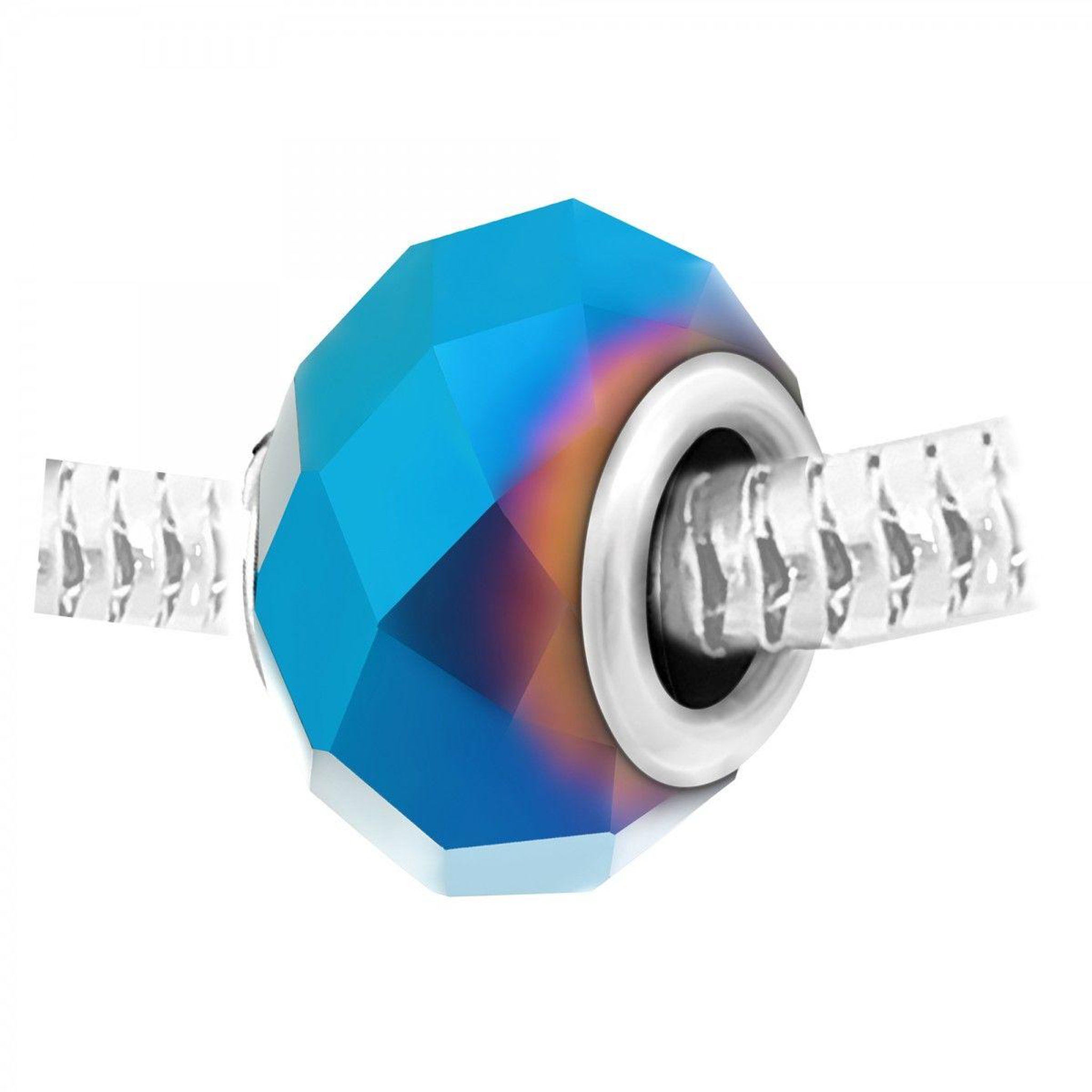 SC CRYSTAL Charm perle cristal bleu à facettes et acier par SC Crystal