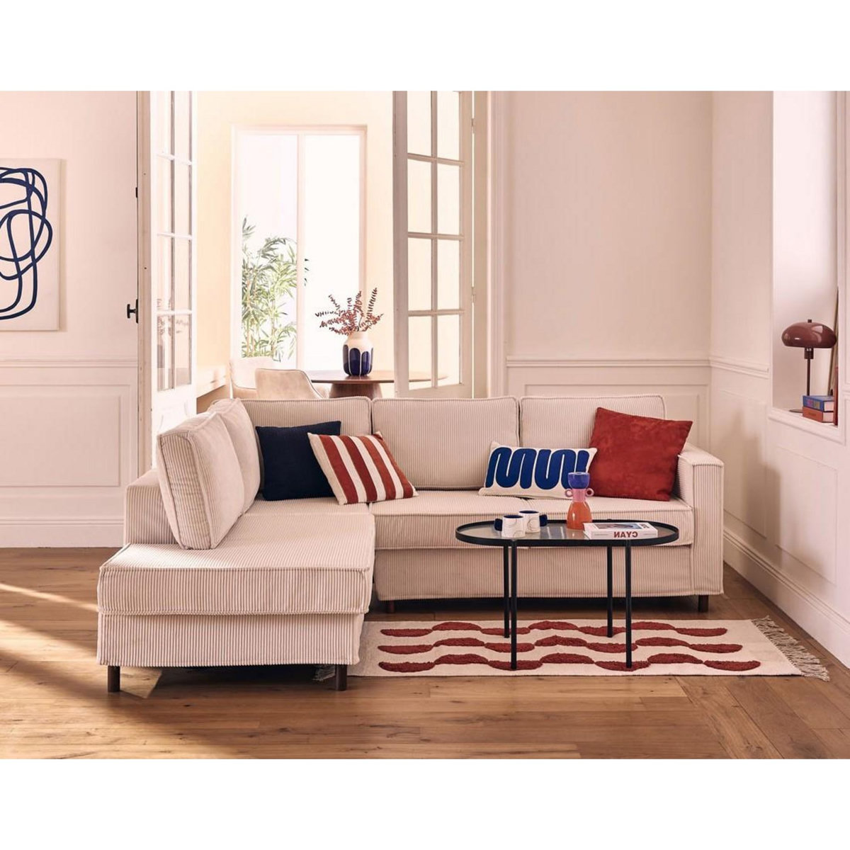 LISA DESIGN Jake - canapé déhoussable d'angle gauche 5 places en velours côtelé