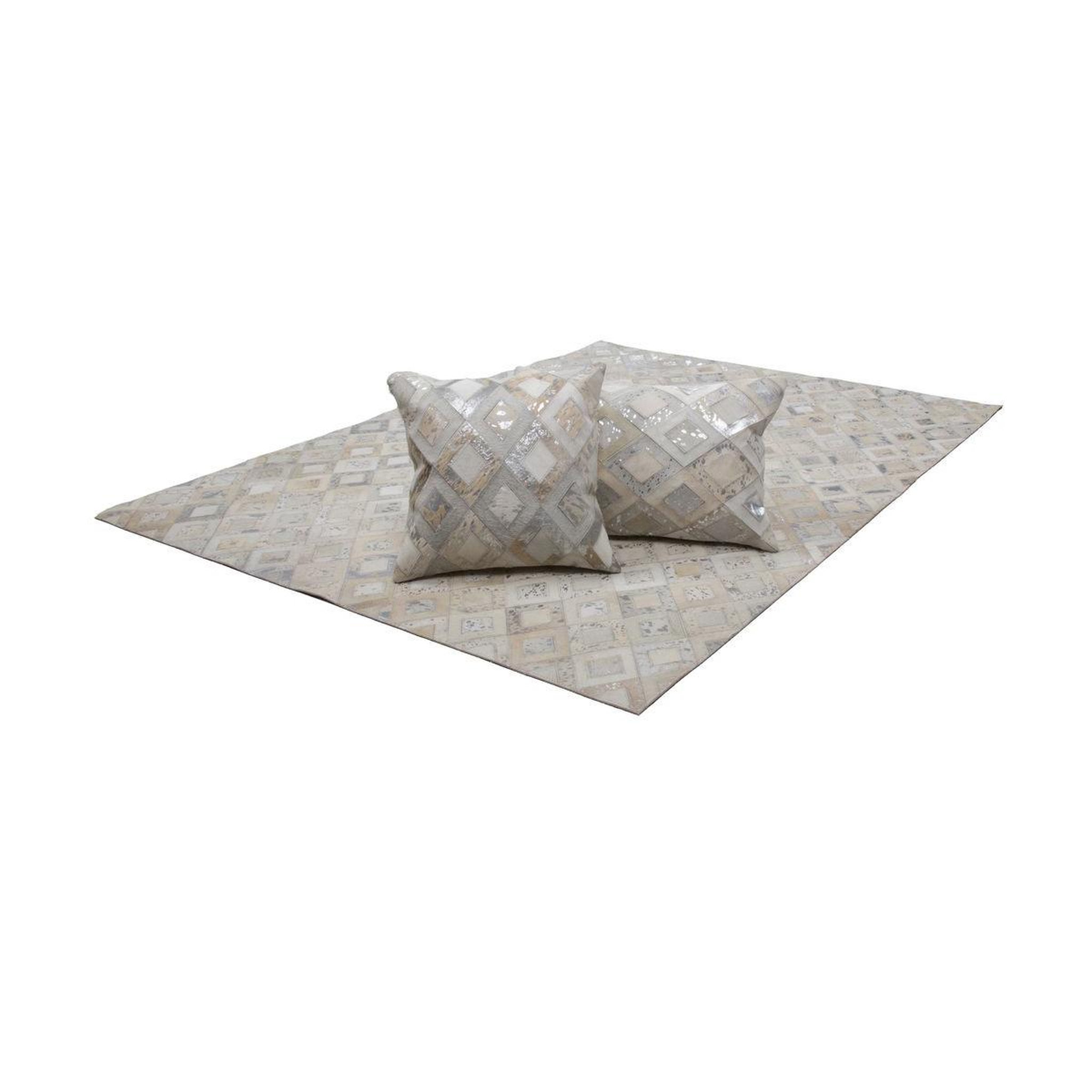 Voir la diapositive 2 : Paris Prix Coussin design en cuir  spark  45x45cm gris & argent