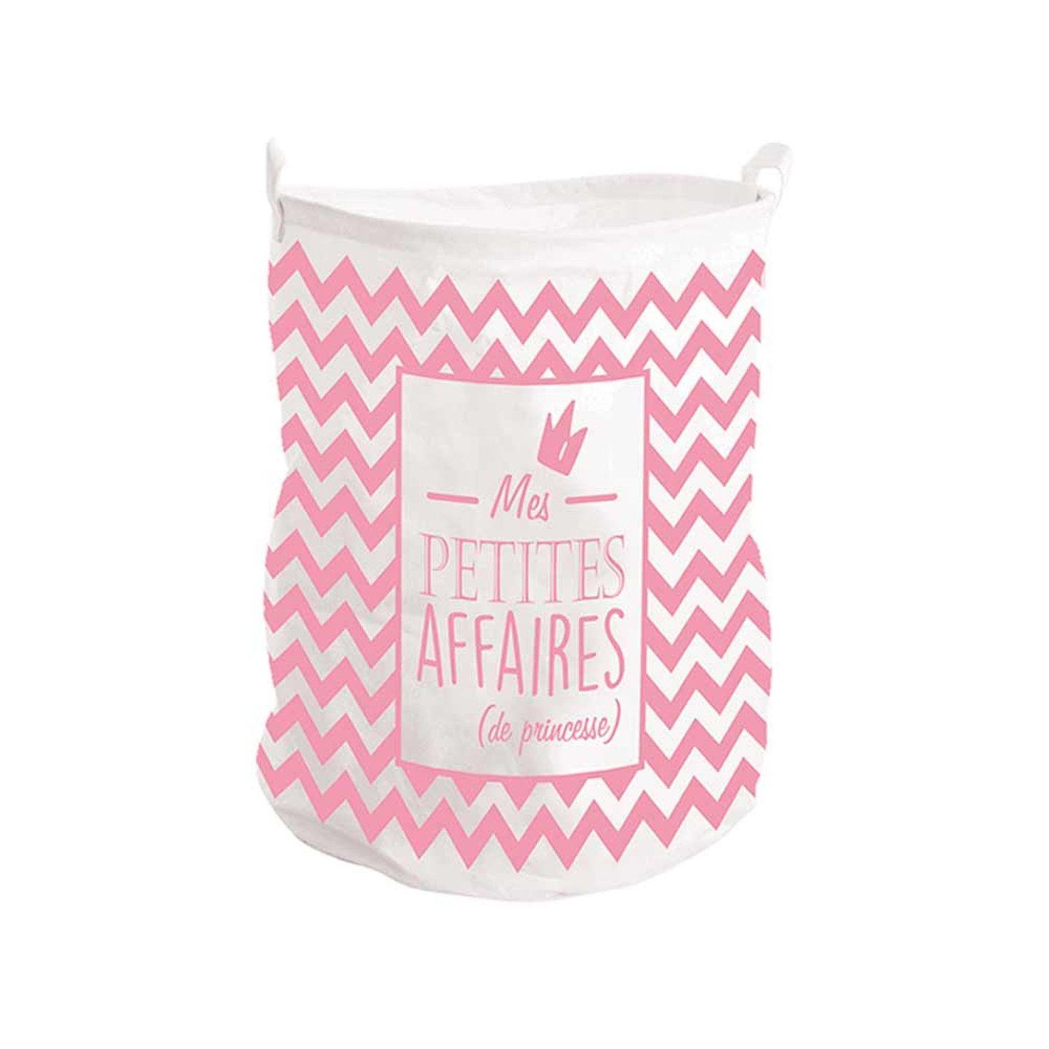 SUD TRADING Panier à linge  Mes petites affaires  - 40 x 50cm - blanc