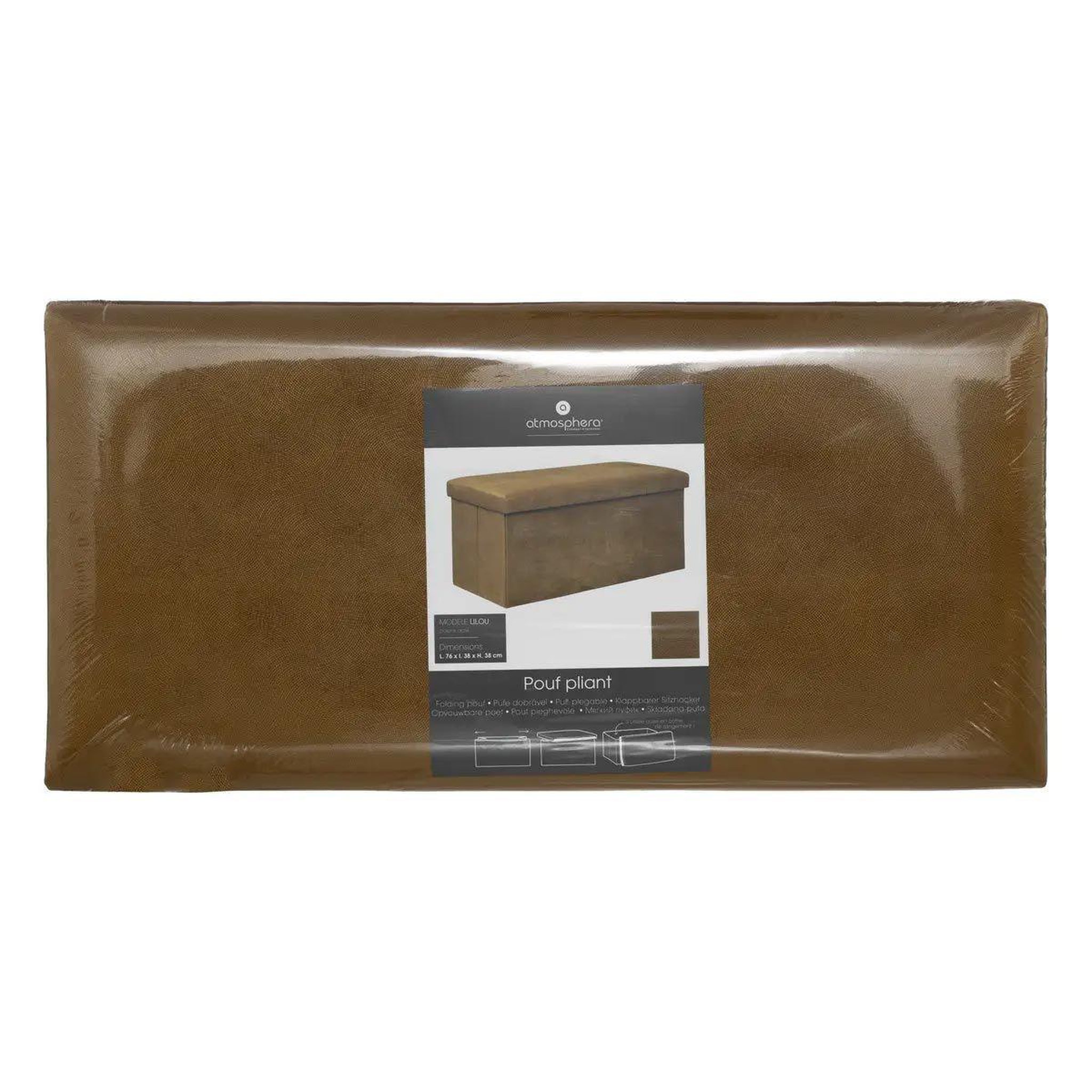 Voir la diapositive 6 : ATMOSPHERA Banquette coffre pliable en velours  lilou  76cm ocre