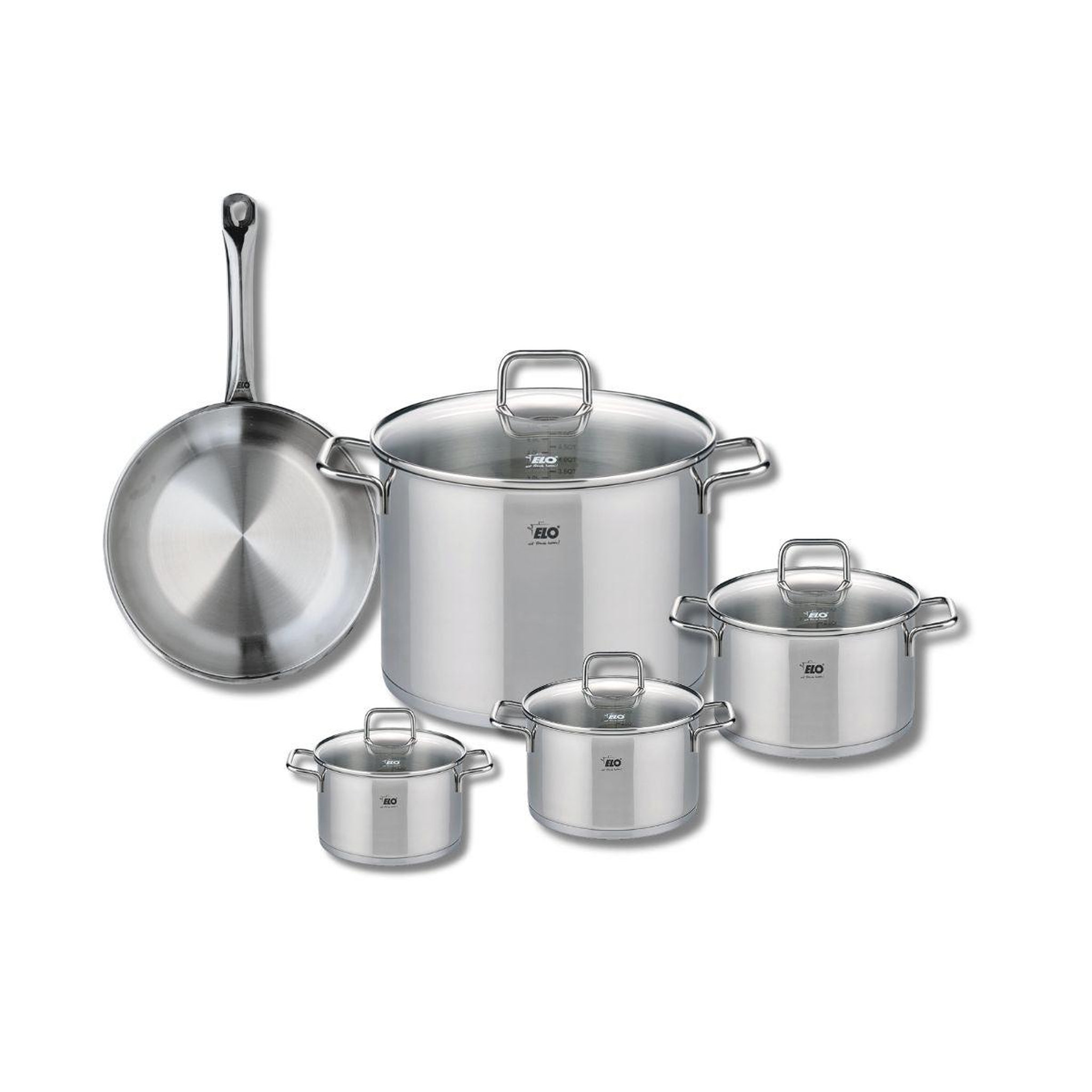 ELO Ensemble de 1 poêle de cuisson 24 cm et 4 faitouts 12, 14, 16 et 26 cm elo profi citrin